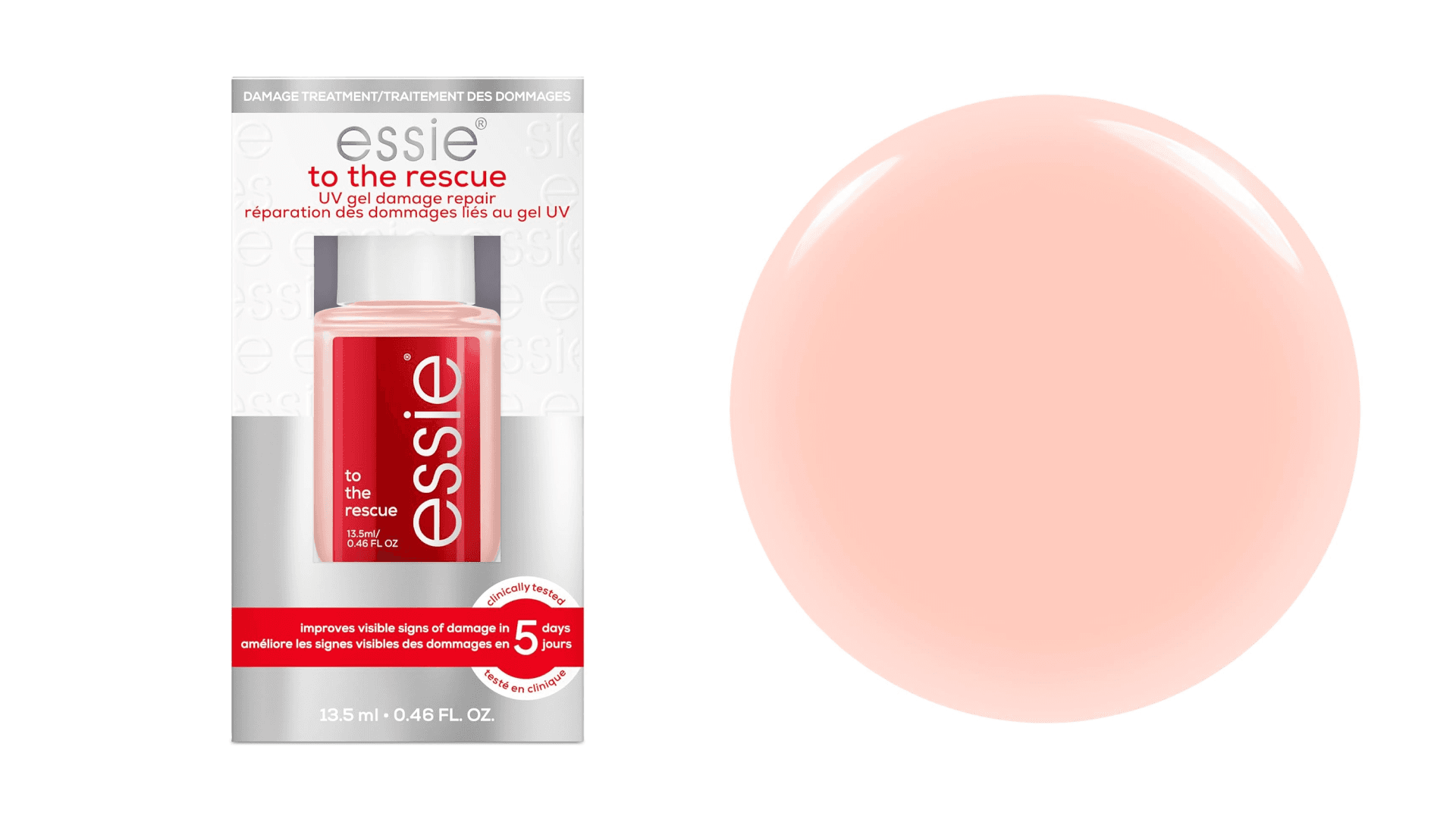 essie nail care, UV gel damage repair treatment, to the rescue nail repair base coat, 0.46 fl oz