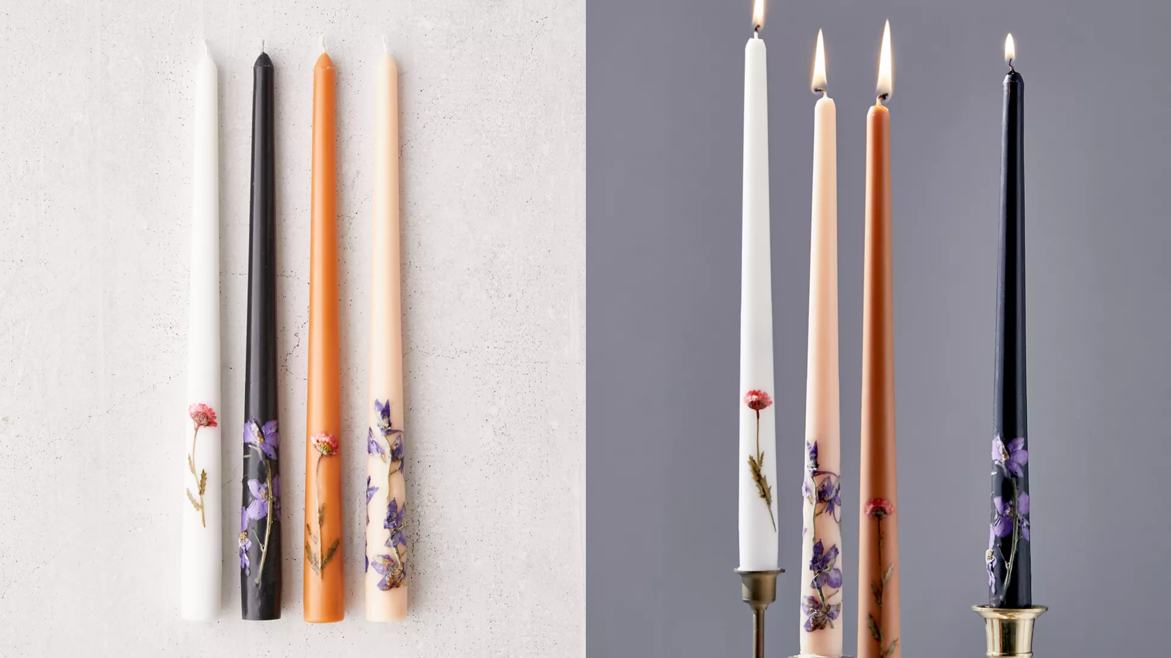 floral tapered candles