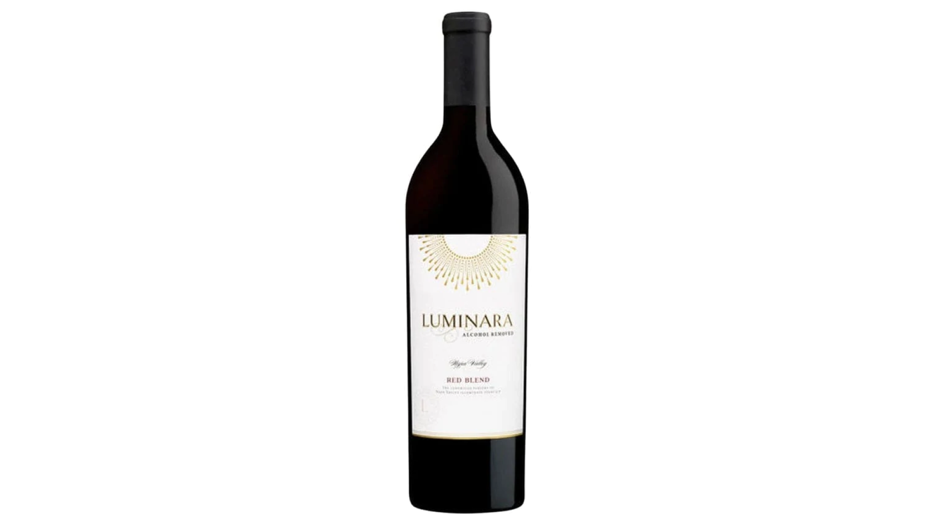 A bottle of Luminara red non-alcoholic wine