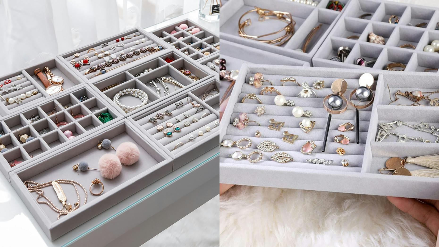 velvet storage trays for jewelry
