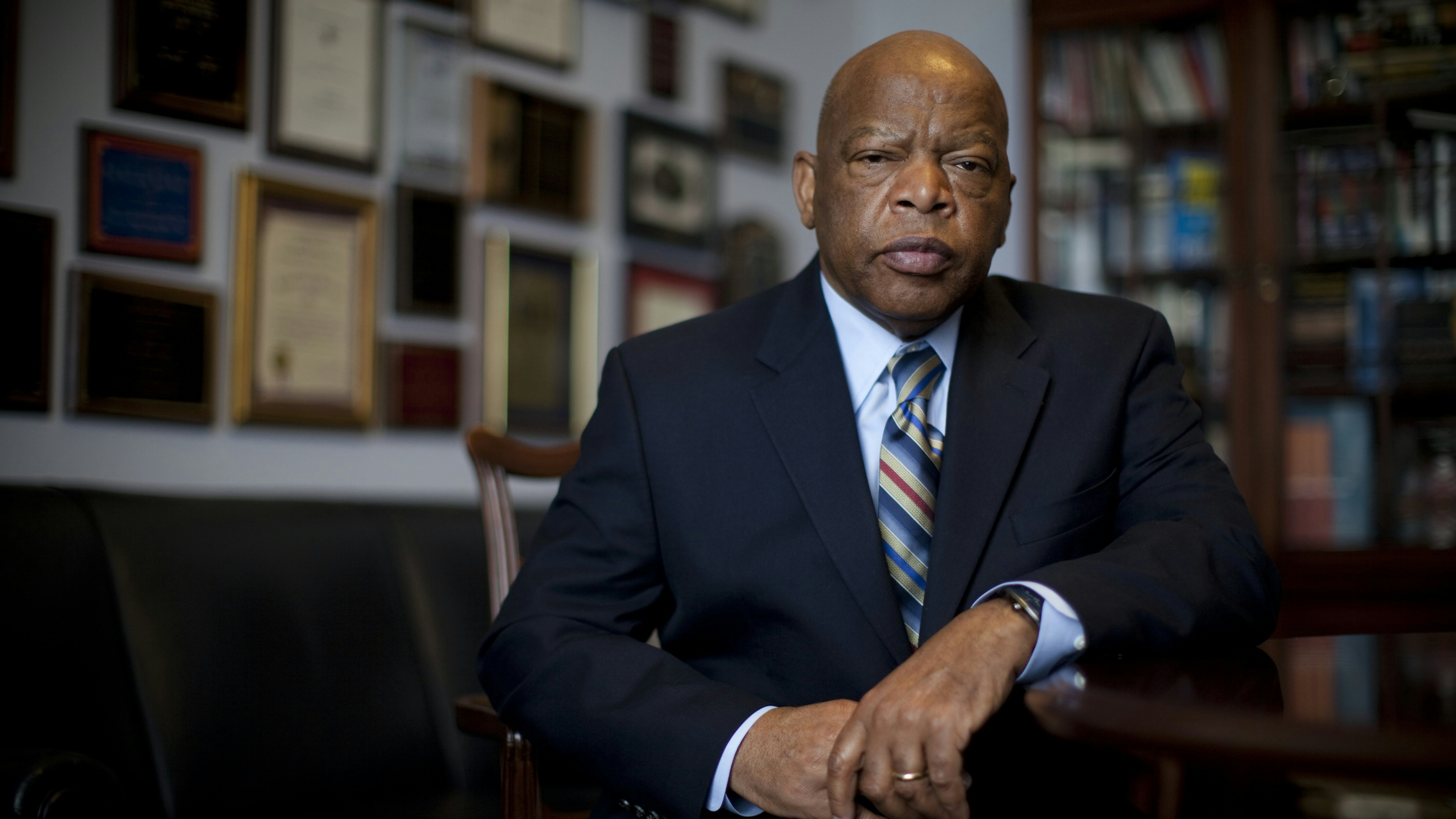Congressman John Lewis (D-GA) is photographed in his office