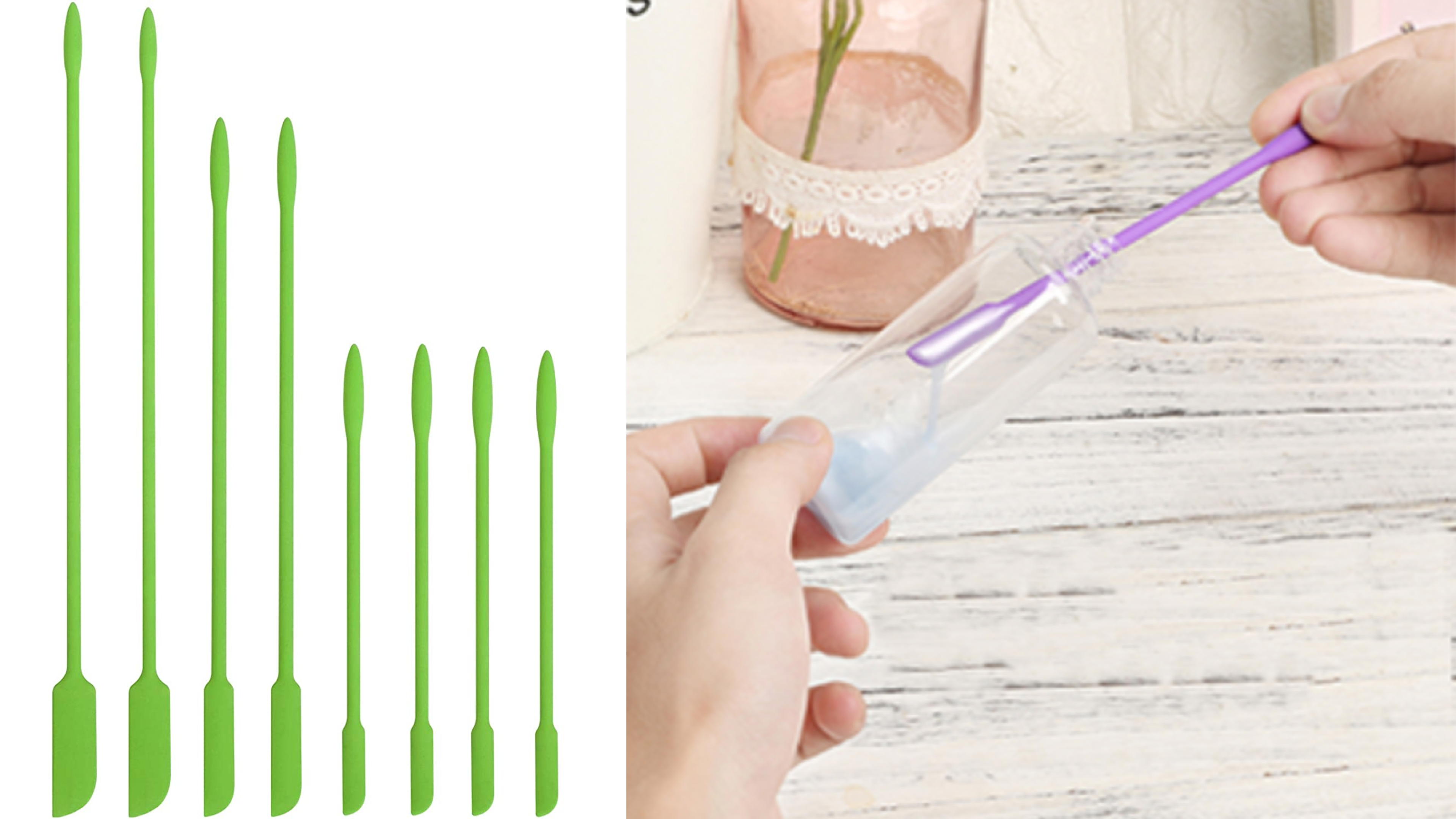 mini spatulas to fit inside small jars and makeup bottles