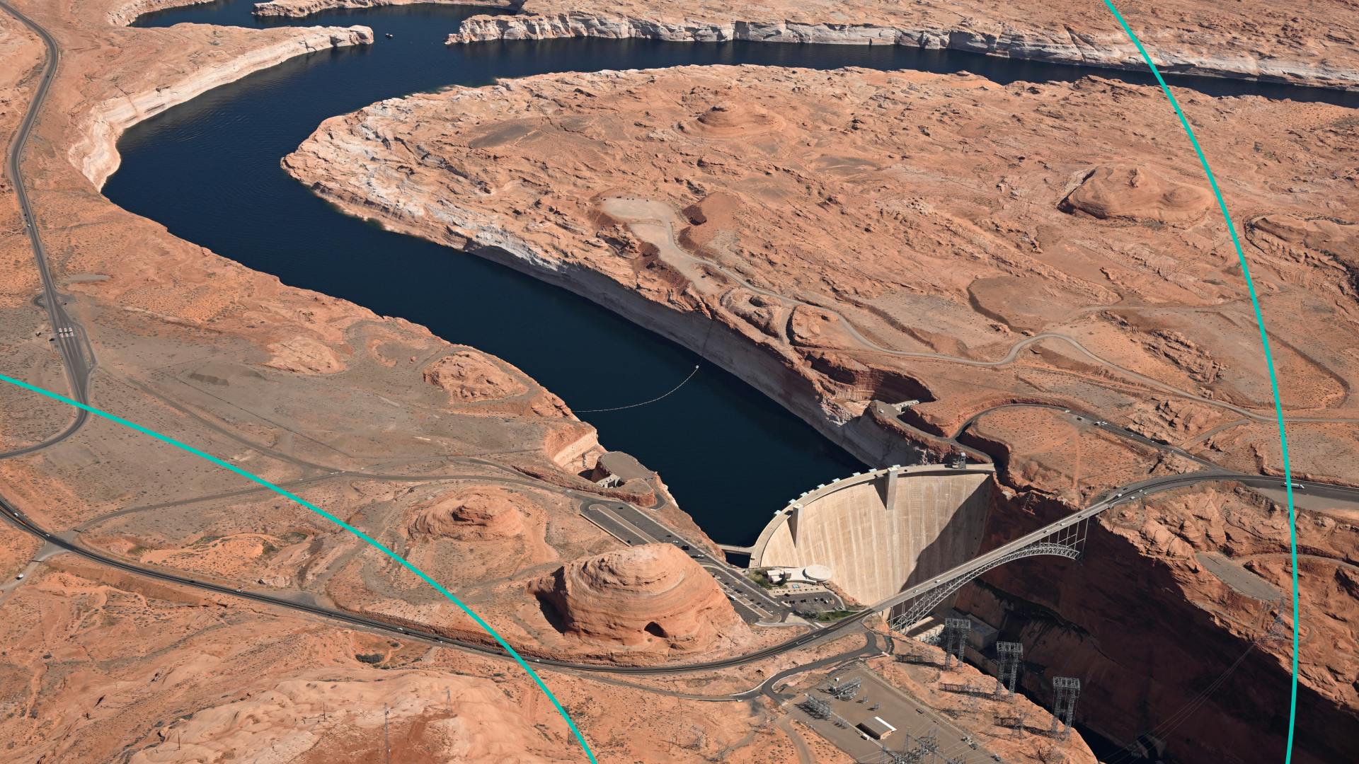 Glen Canyon Dam holds back Colorado River water to create Lake Powell