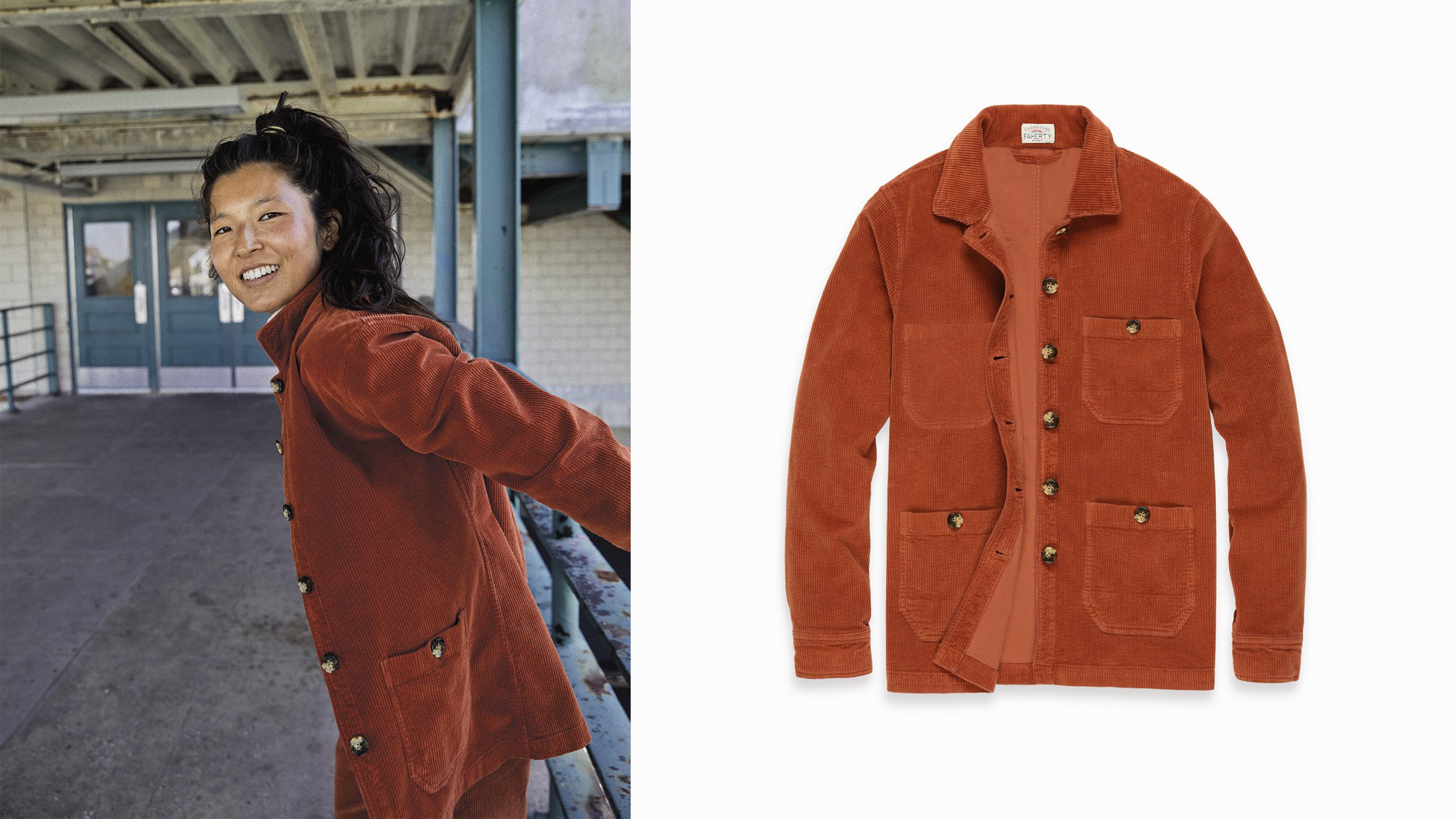 corduroy spring jacket with pockets in a gingerbread color