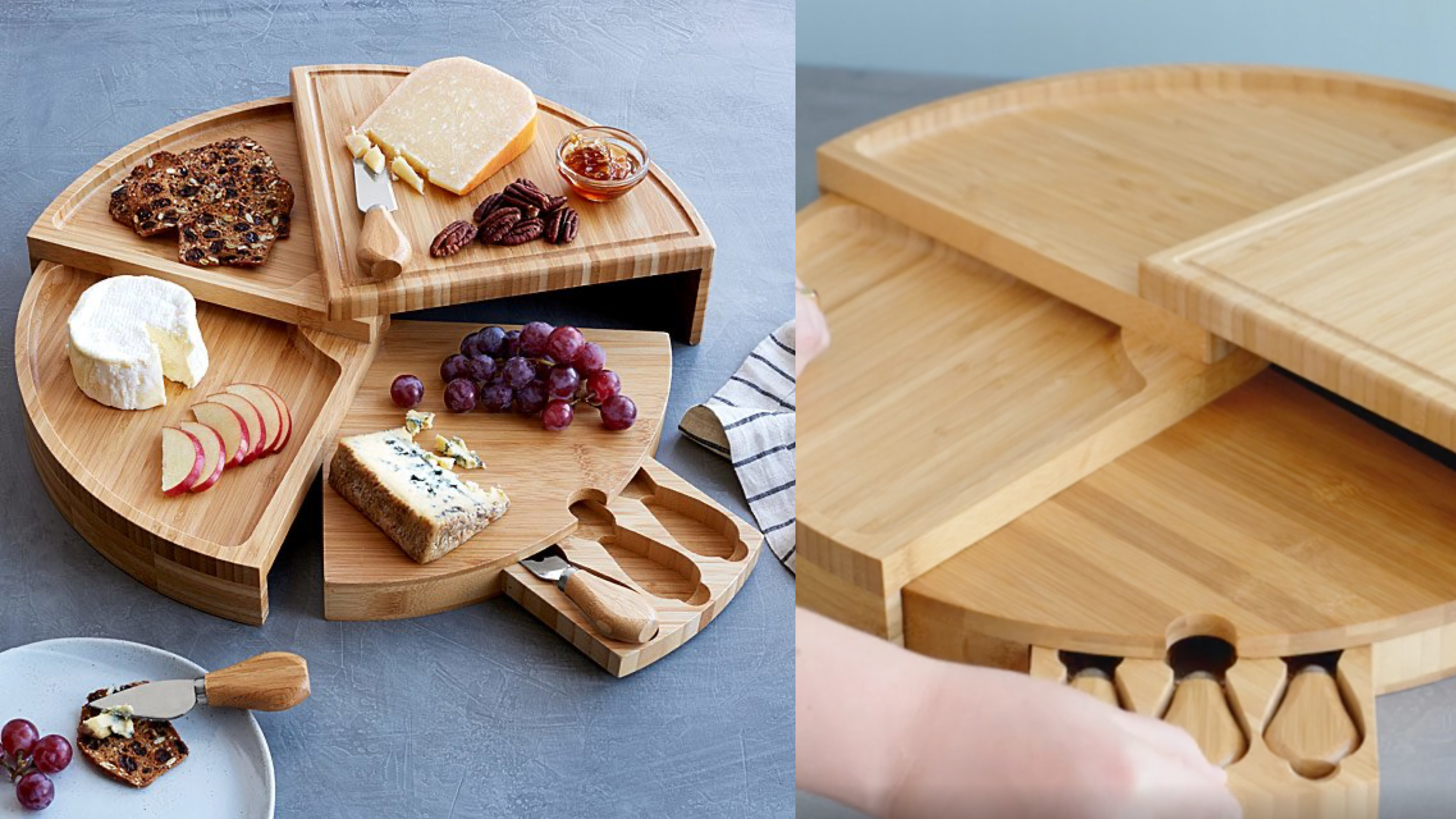 foldable cheese board with utensils