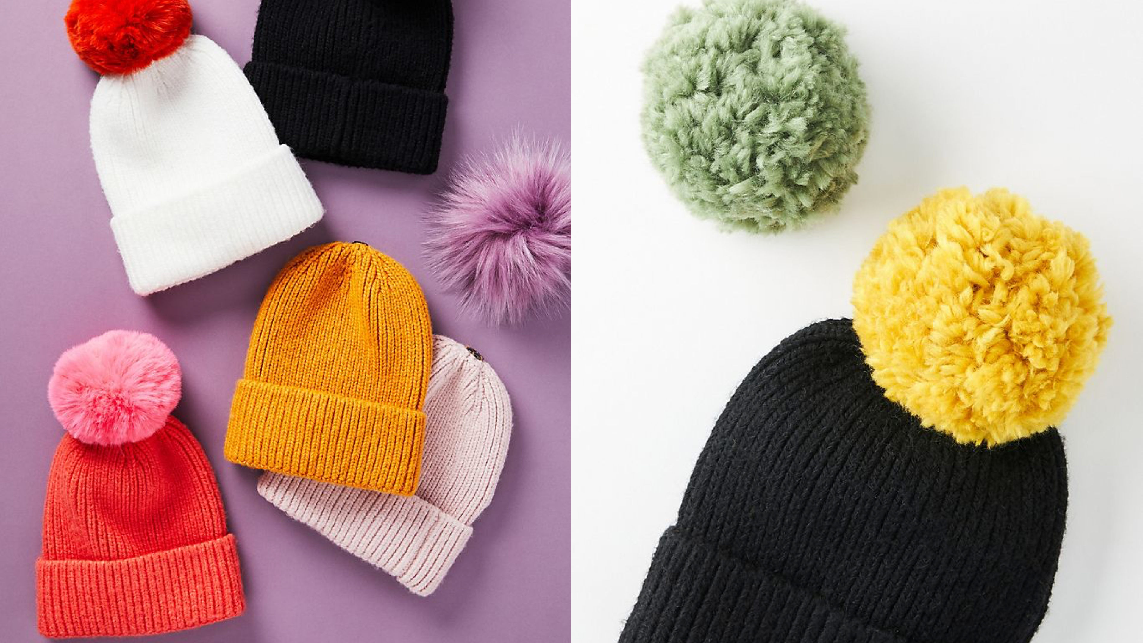 ribbed beanie with removable pom poms you can change out