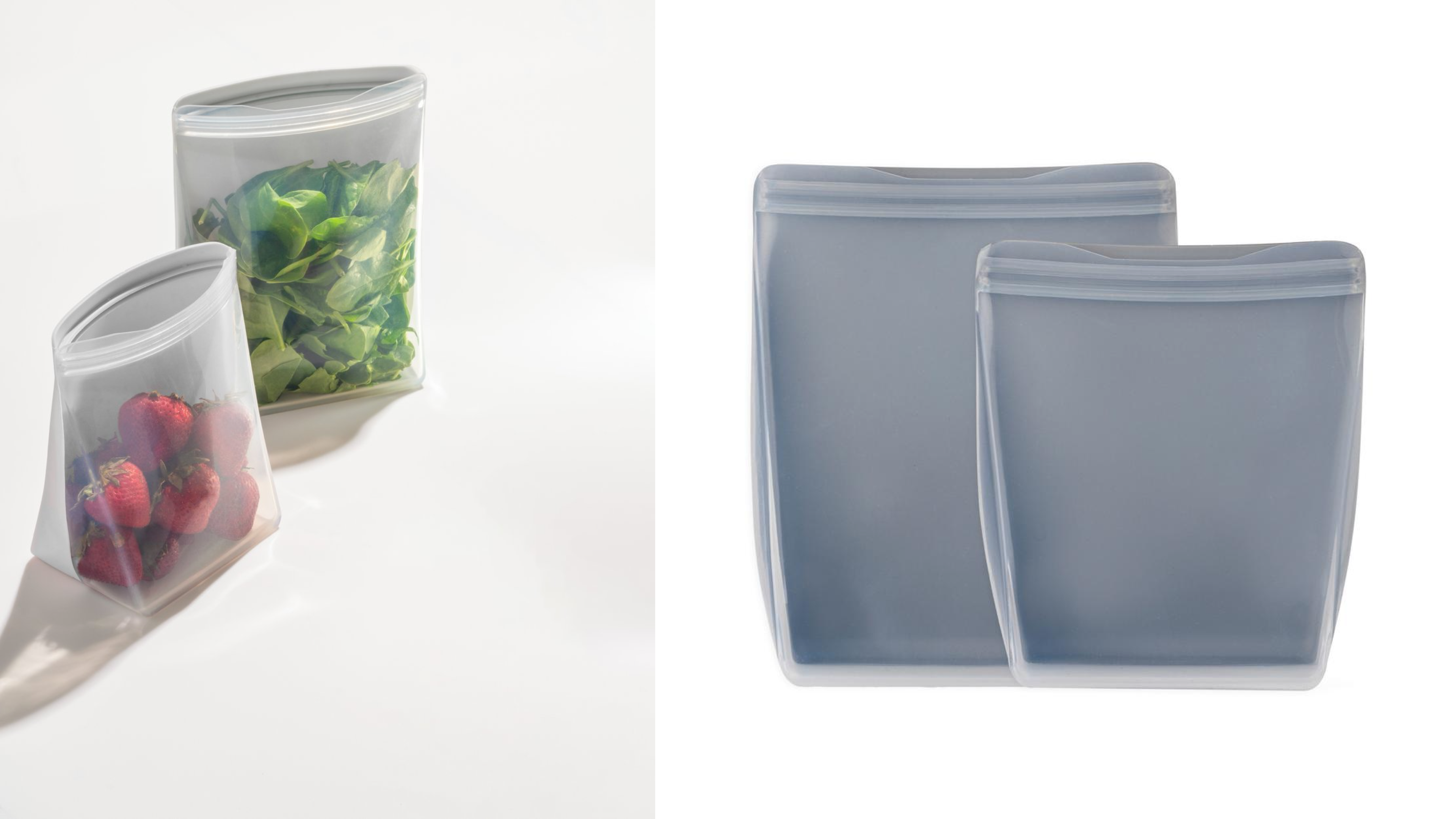 reusable silicone stand-up bags to store leftovers