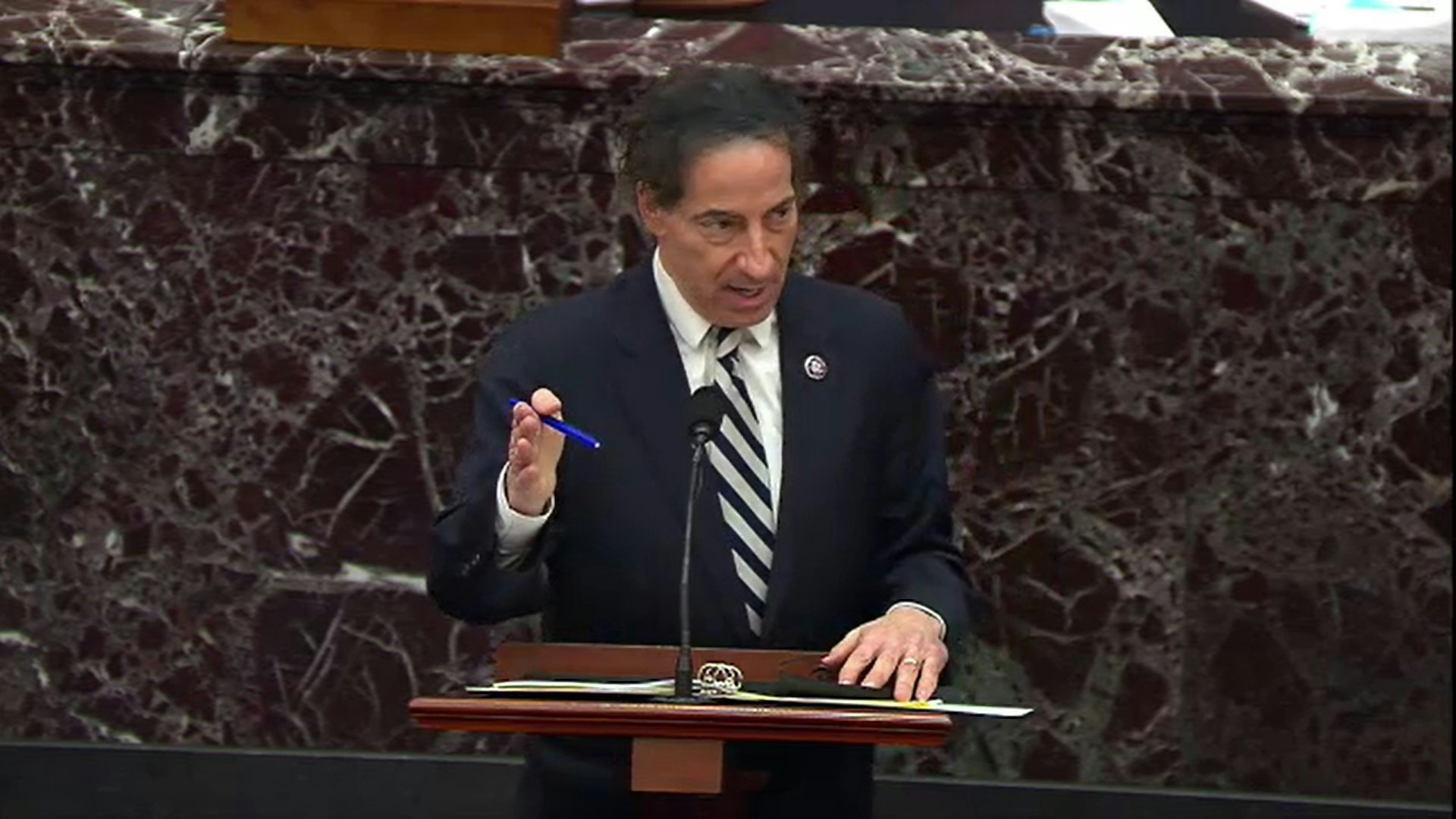 Lead Impeachment Manager Rep. Jamie Raskin (D-MD) speaks on the third day of former President Donald Trump's second impeachment trial at the U.S. Capitol.