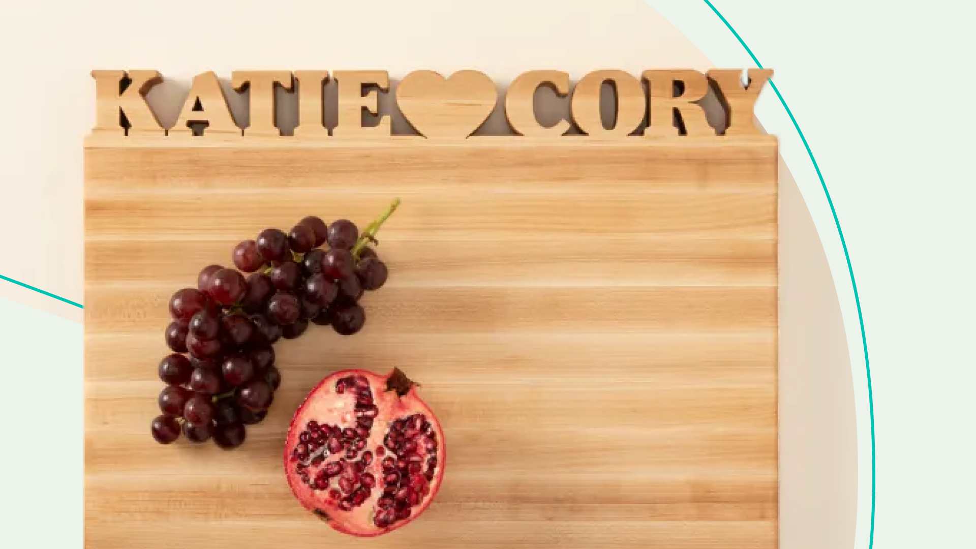 Personalized cutting board with fruit on it