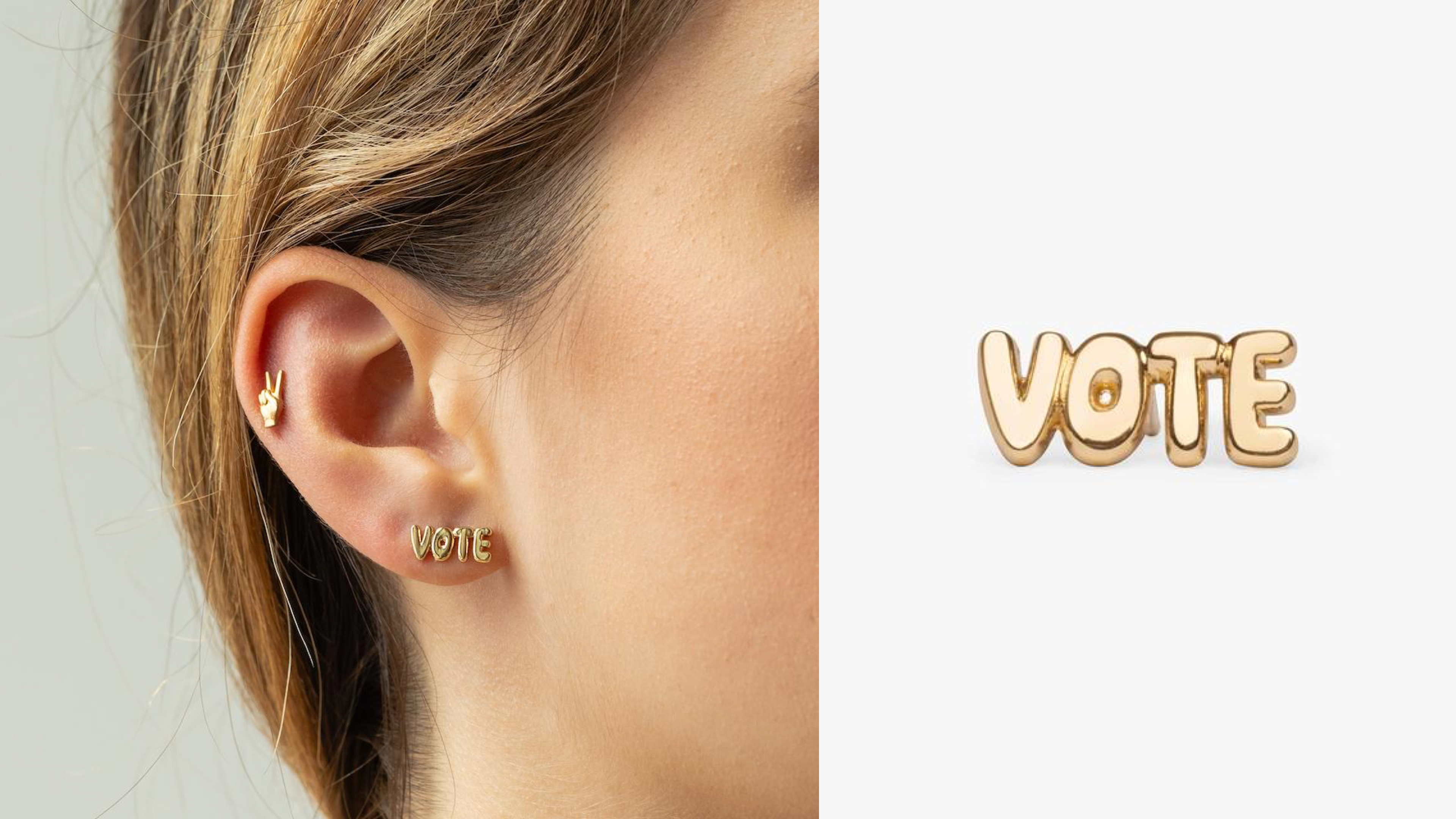 yellow gold vote stud for your ear