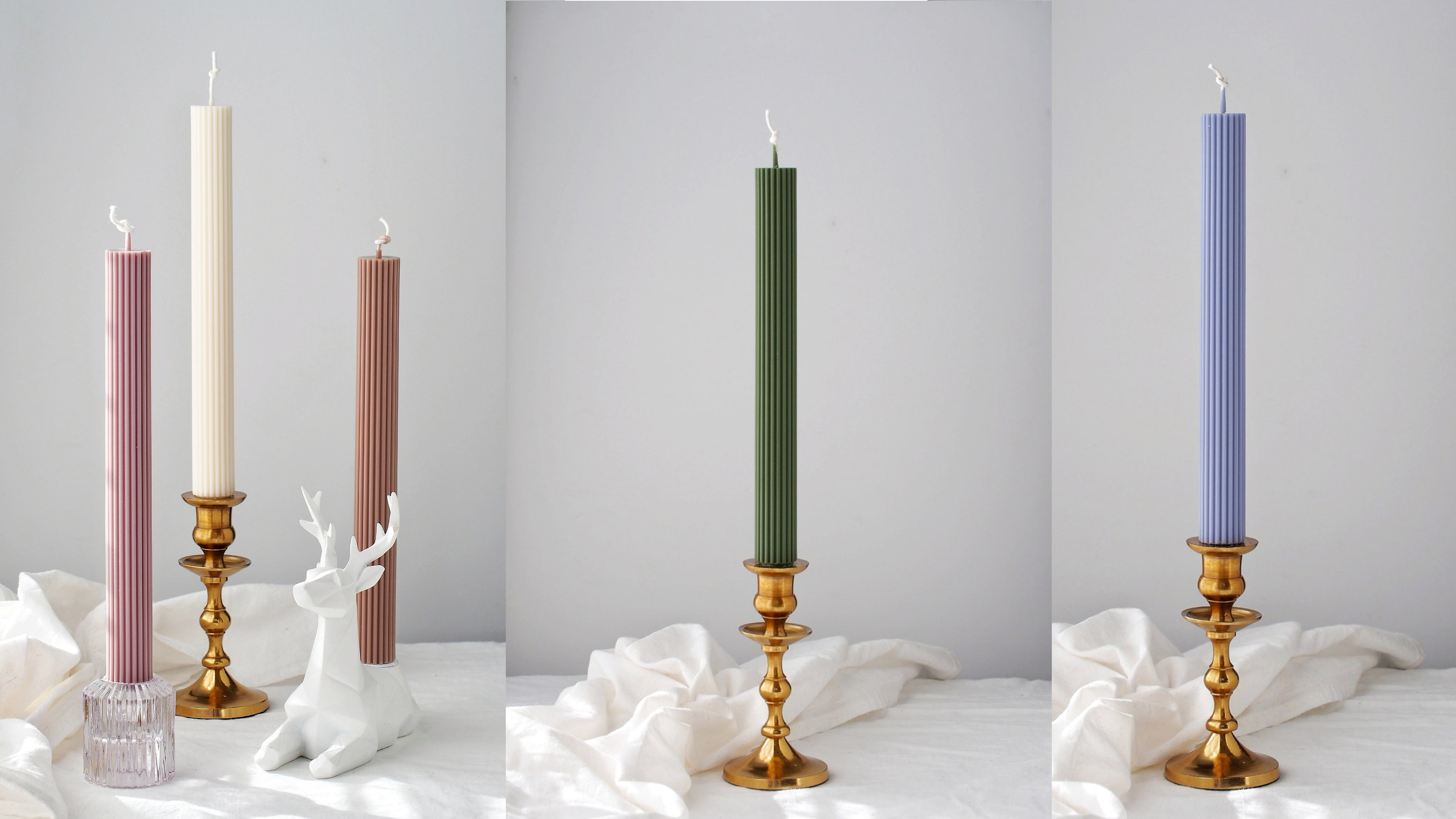 ridged tapered colored candles