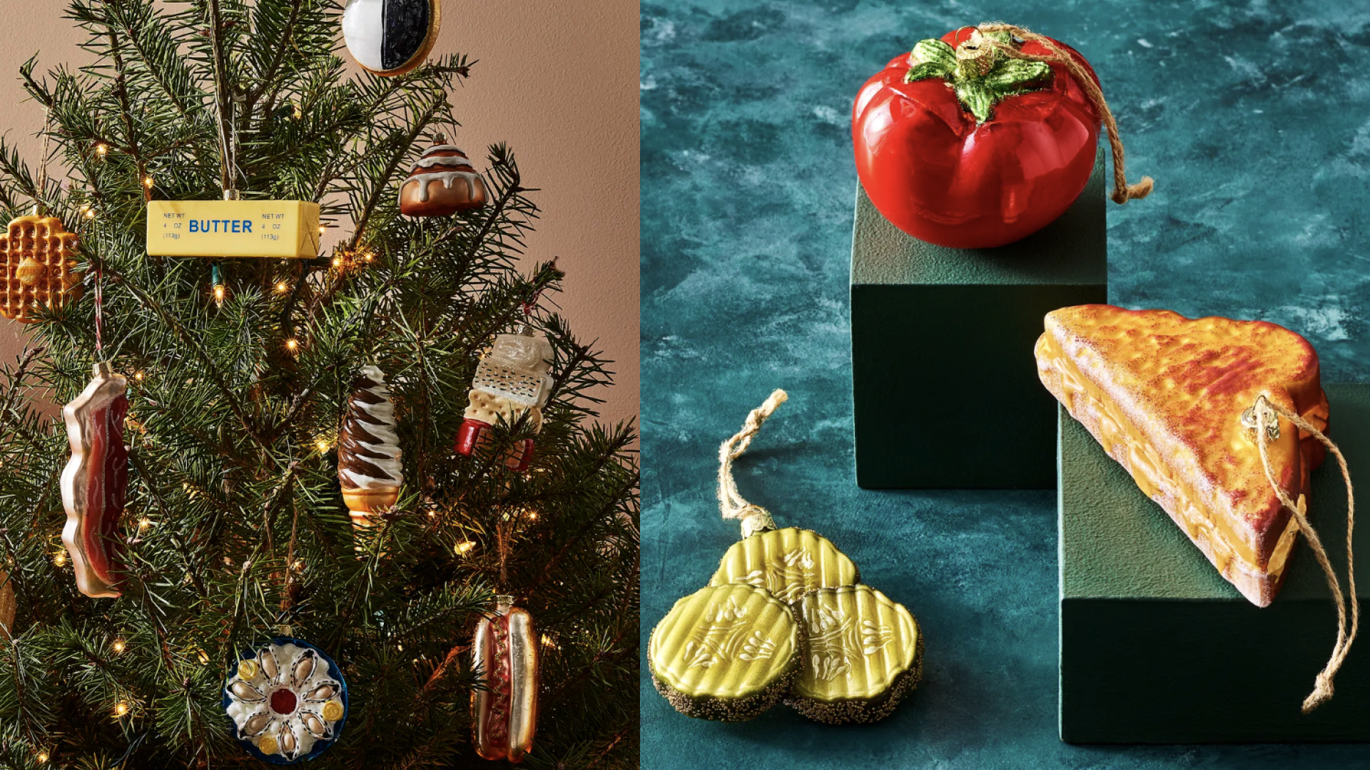 Vintage-inspired food ornaments