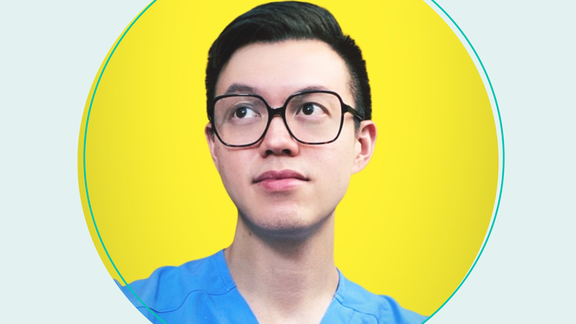 headshot of Dr. Austin Chiang with yellow background