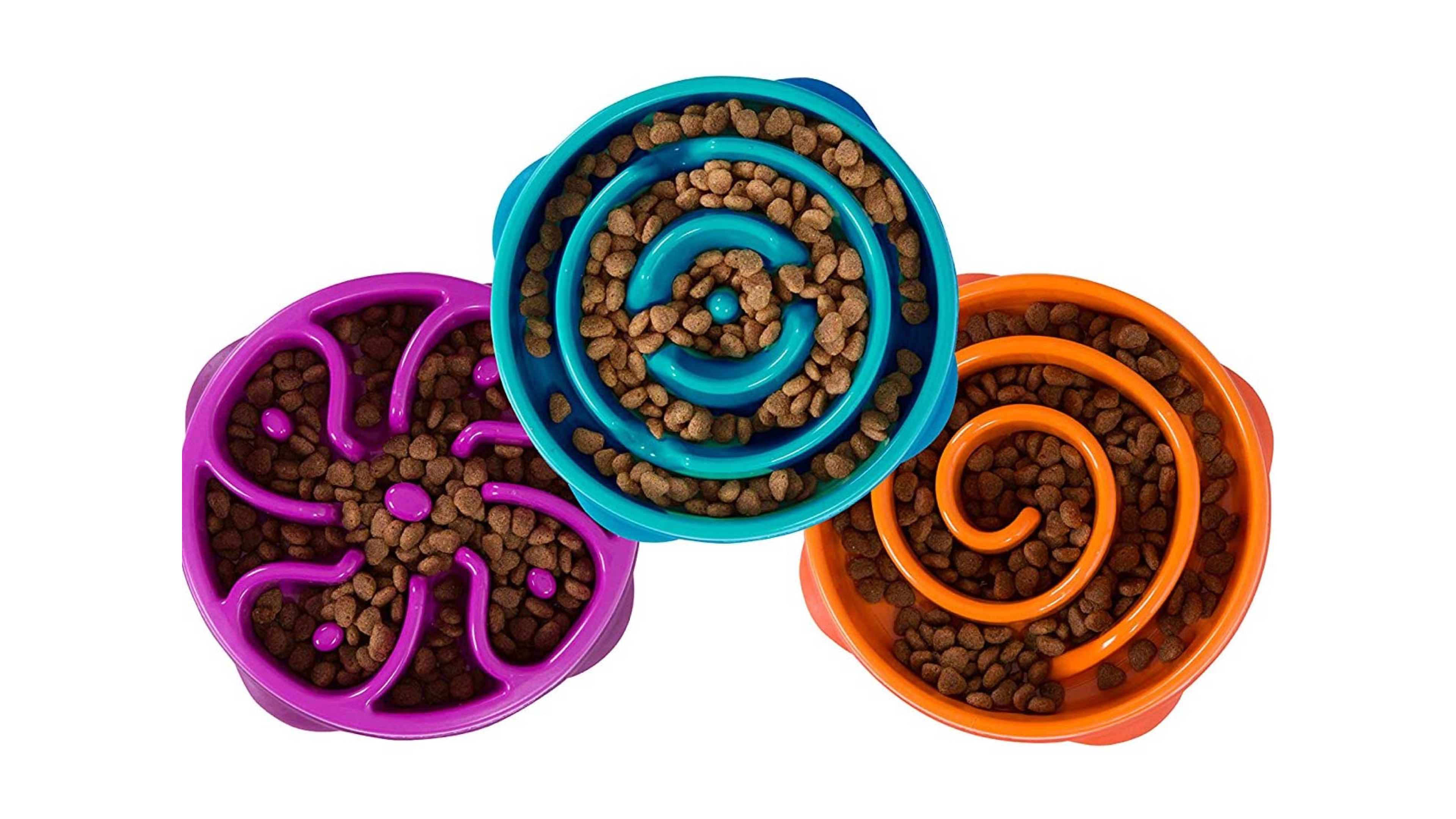slow-feeding food bowl for pets with grooves to help them eat slower