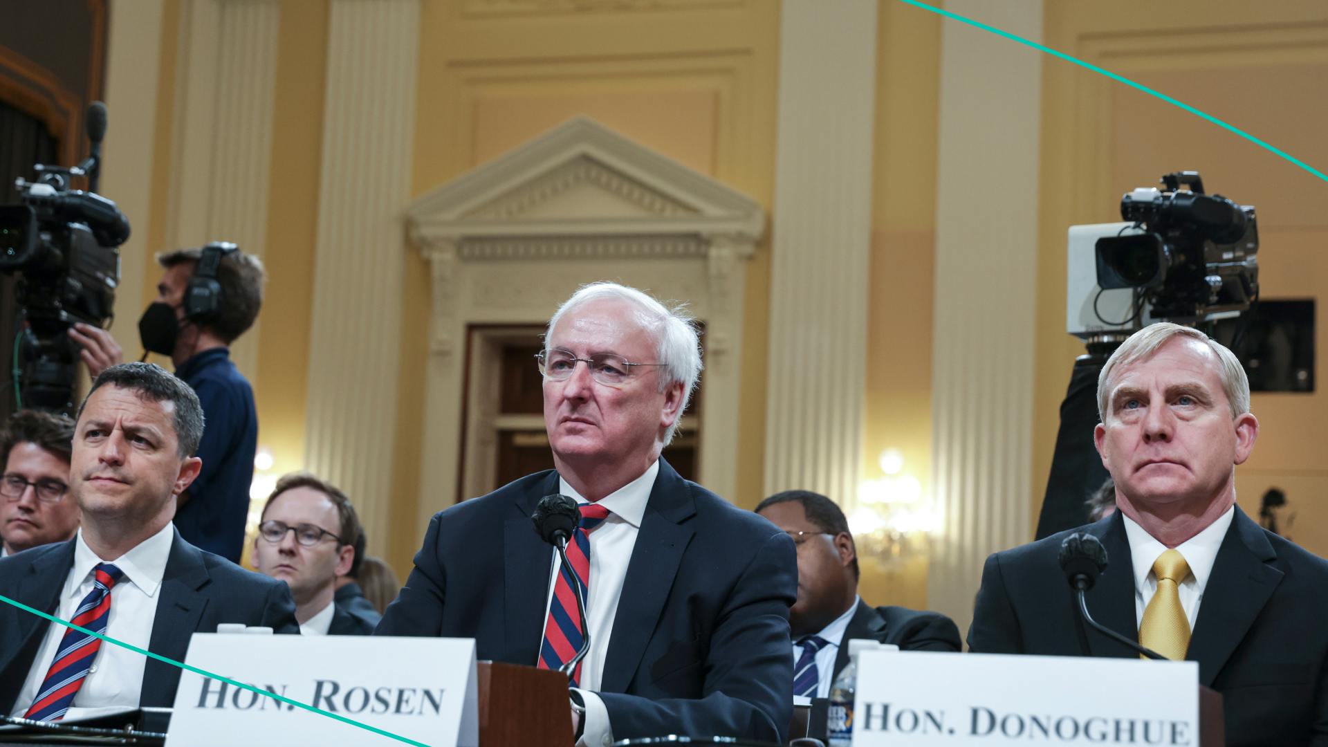 Steven Engel, former Assistant Attorney General for the Office of Legal Counsel, Jeffrey Rosen, former Acting Attorney General, and Richard Donoghue, former Acting Deputy Attorney General