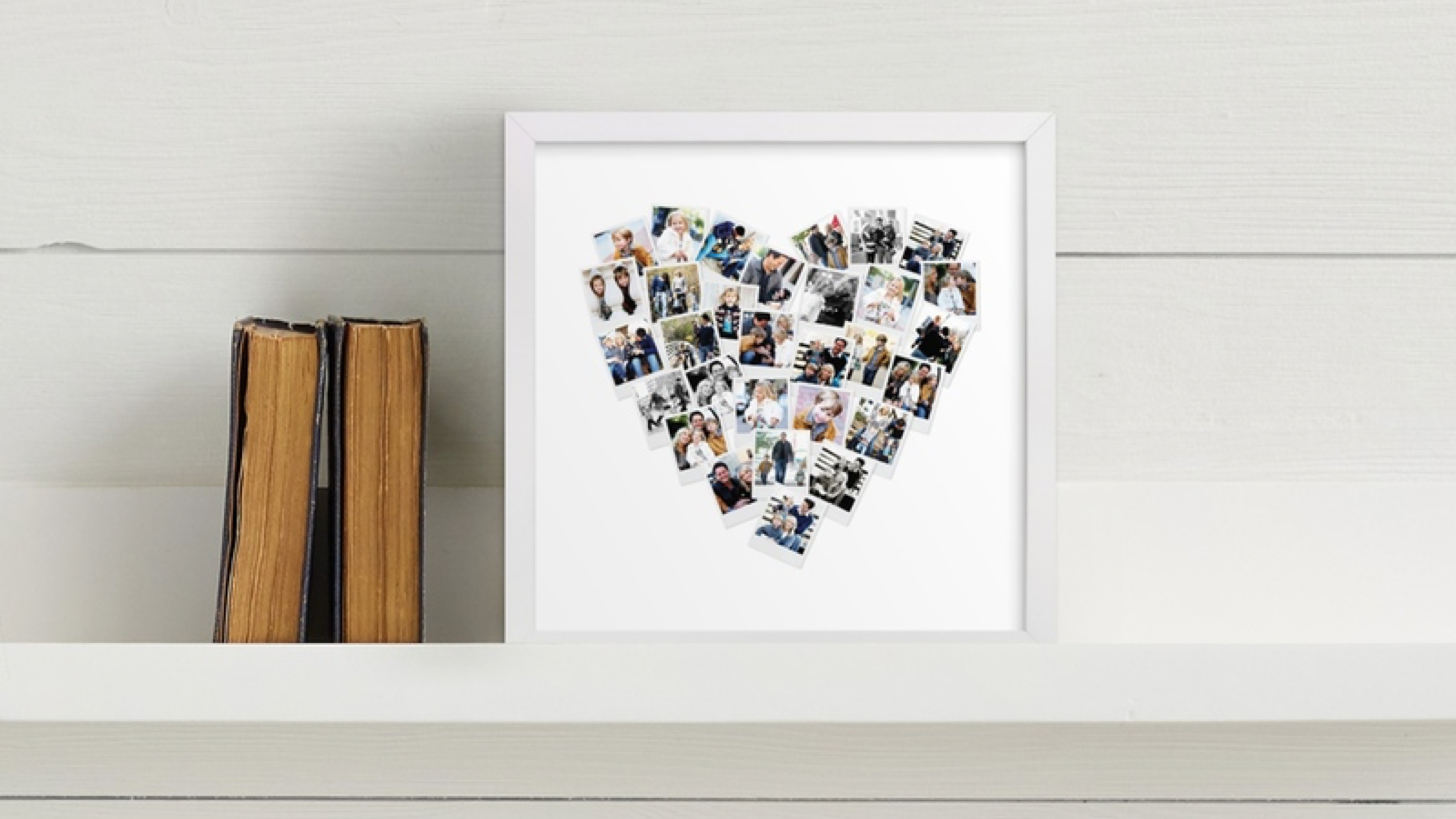 heart-shaped photo collage print