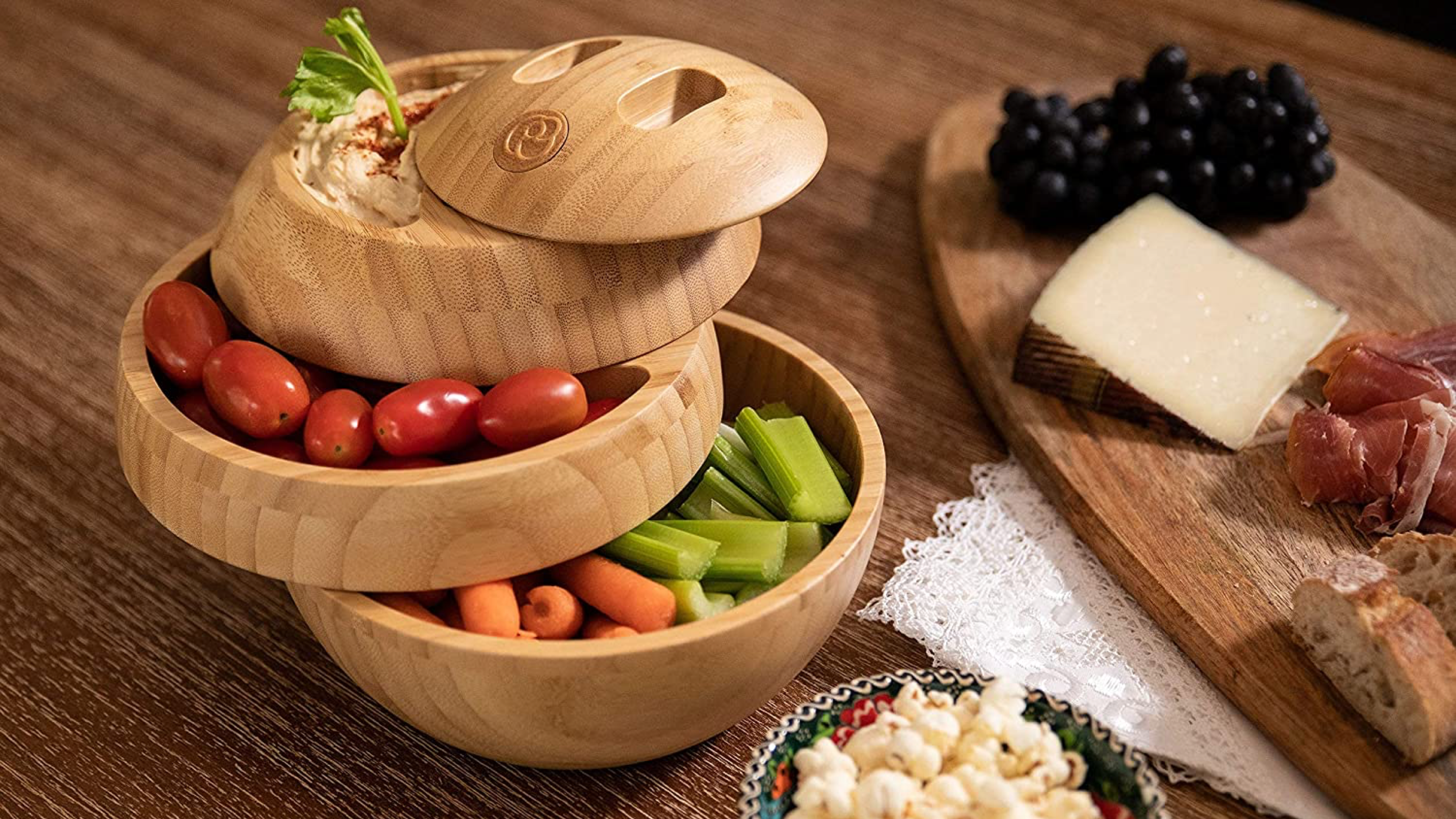 orb-shaped charcuterie board that opens up
