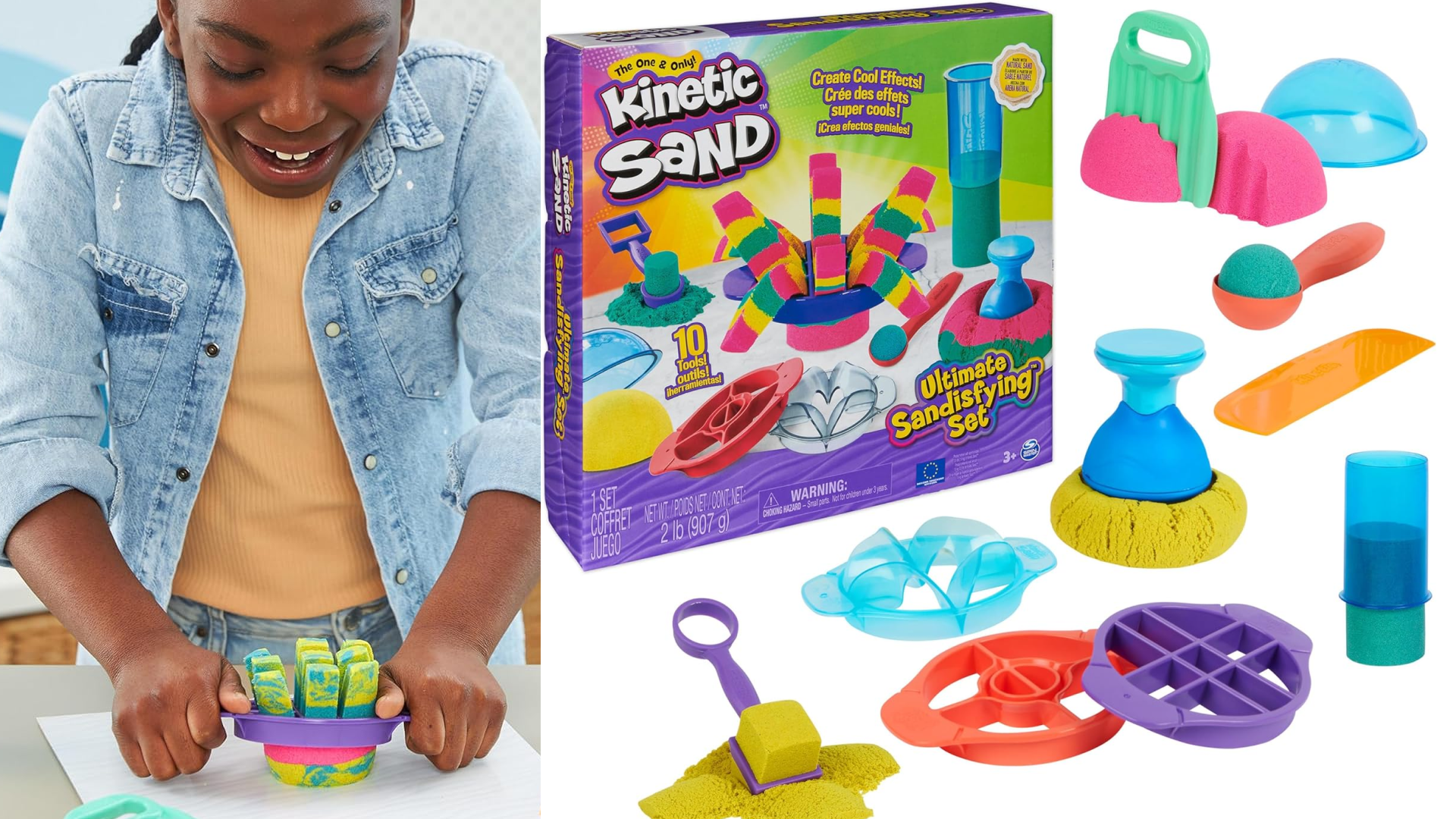 kinetic colored sand to build and play with