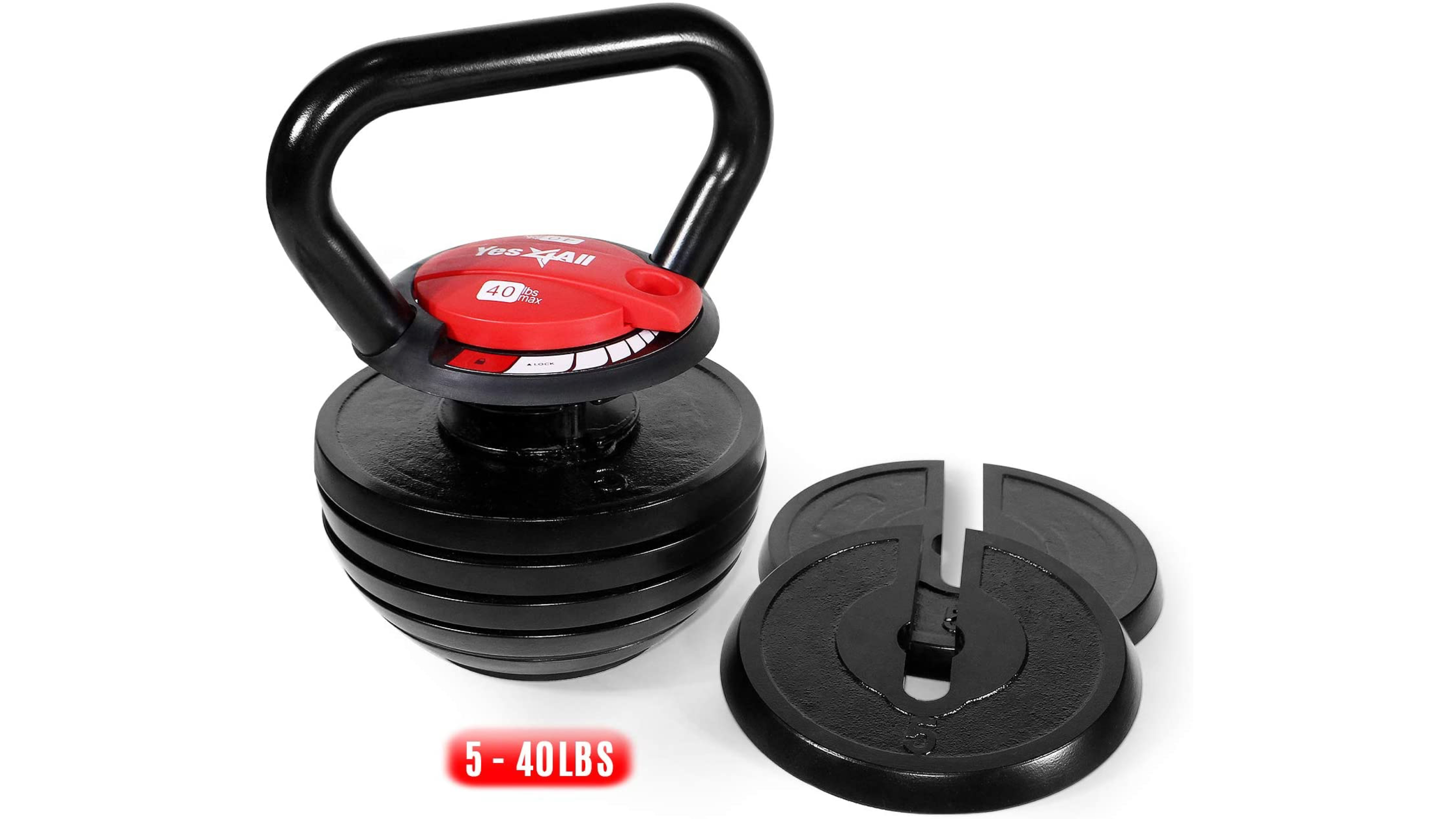 adjustable kettlebell that goes up to 40 pounds