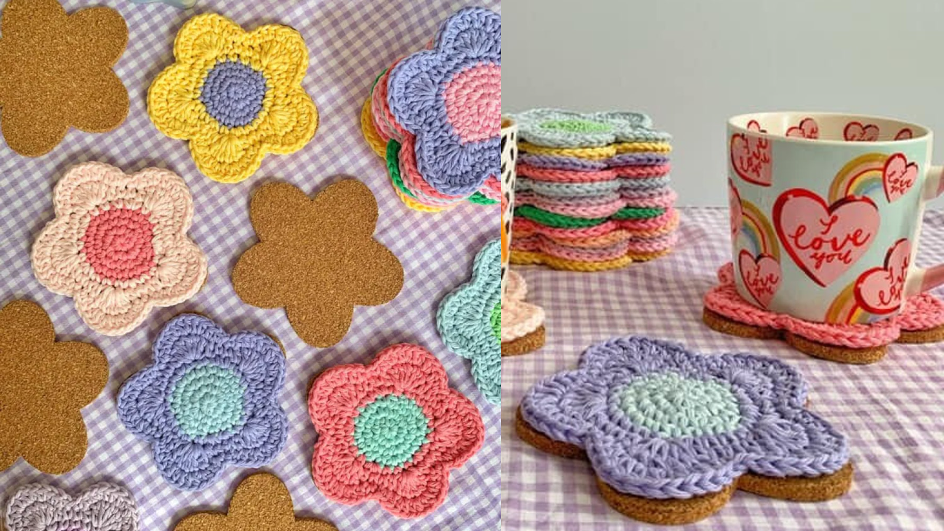 woven coasters in flower shapes