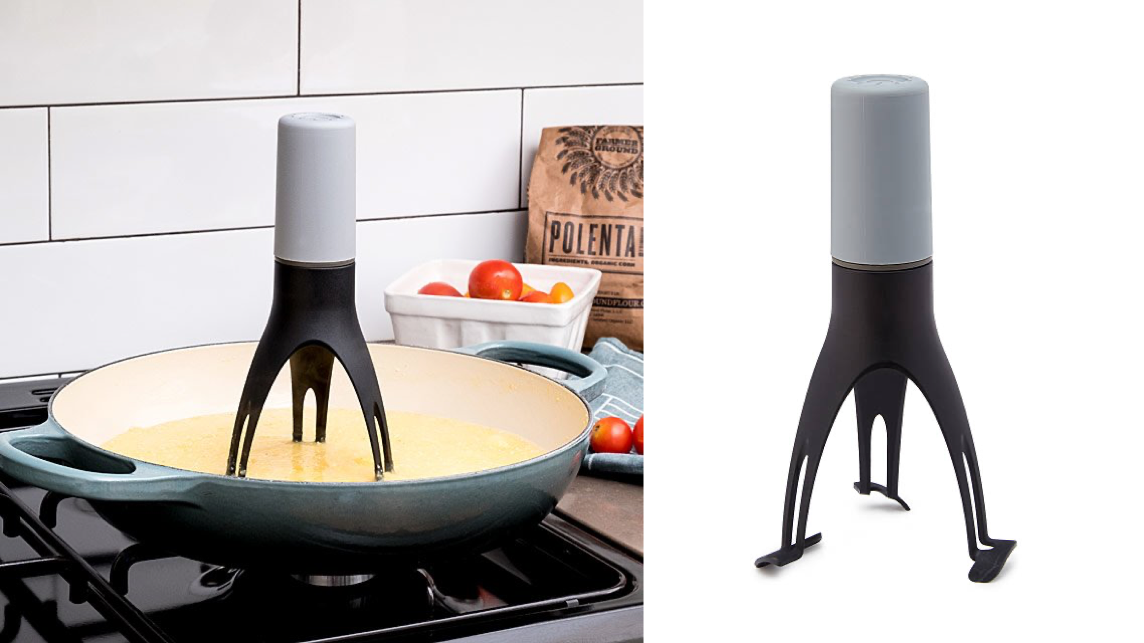 automatic pan stirrer so you don't have to stand over the stove while things are cooking