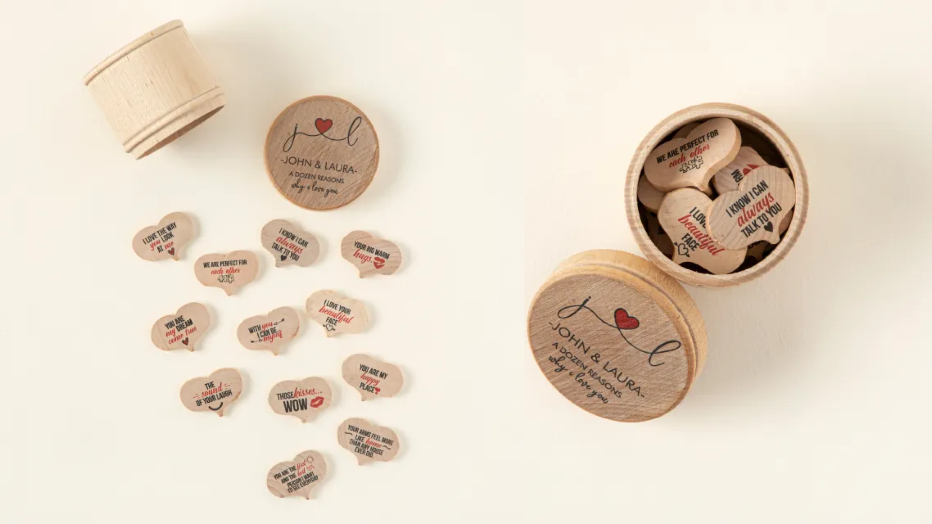 reasons why i love you wooden tokens with a wooden container