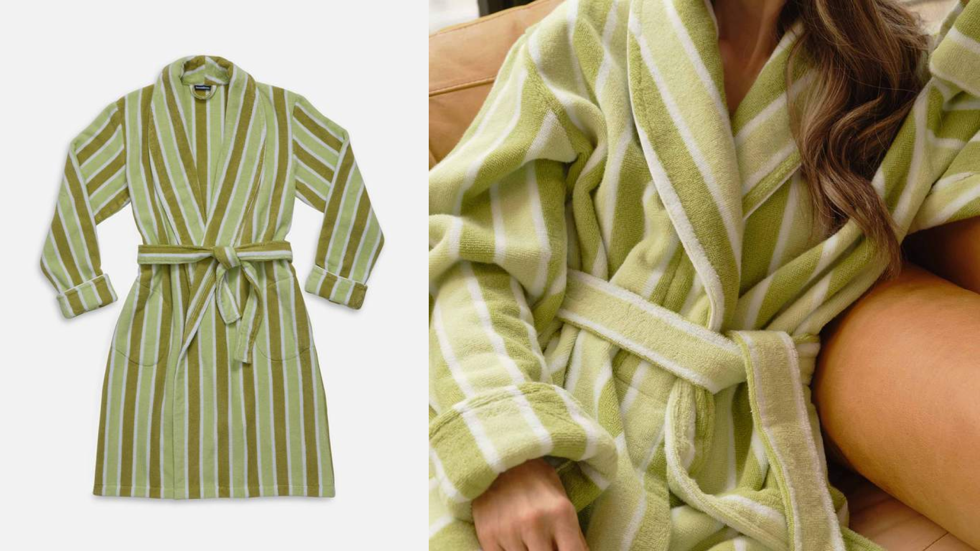 Brooklinen striped plush robe