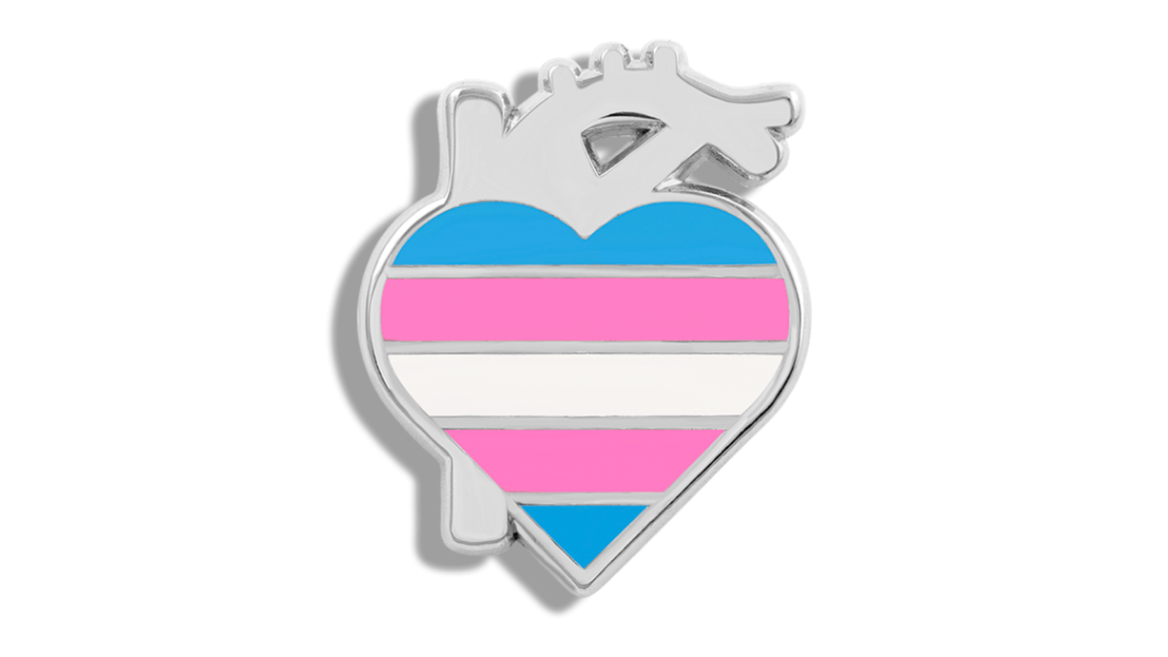 trans heart colored enamel pin