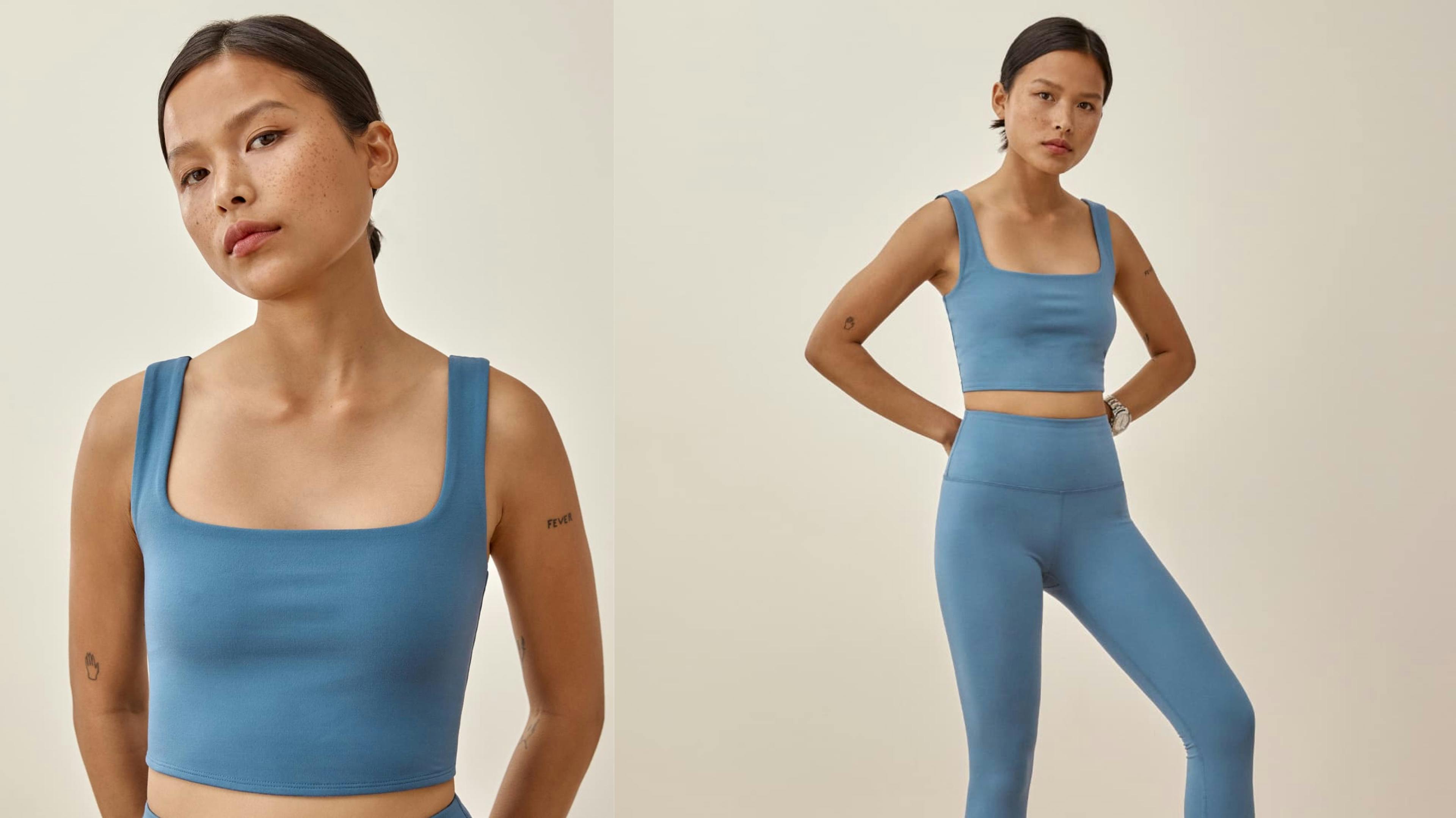 cropped workout tank made from recycled plastic bottles