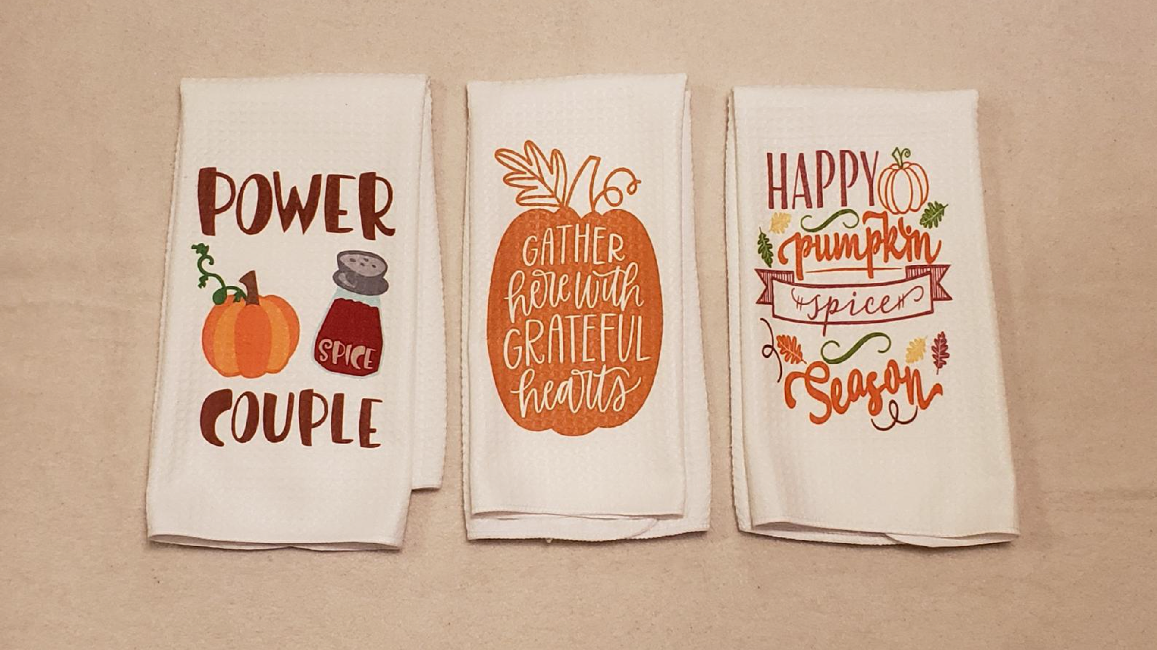 fall-themed funny kitchen towels