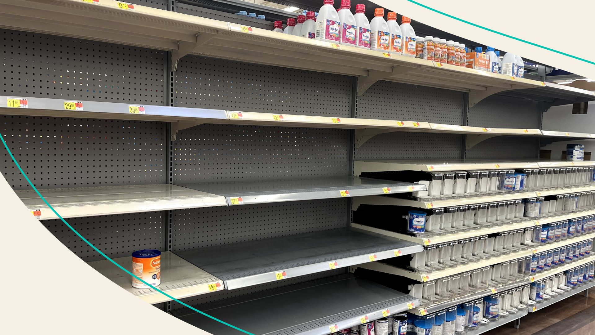 Empty shelves with no baby formula