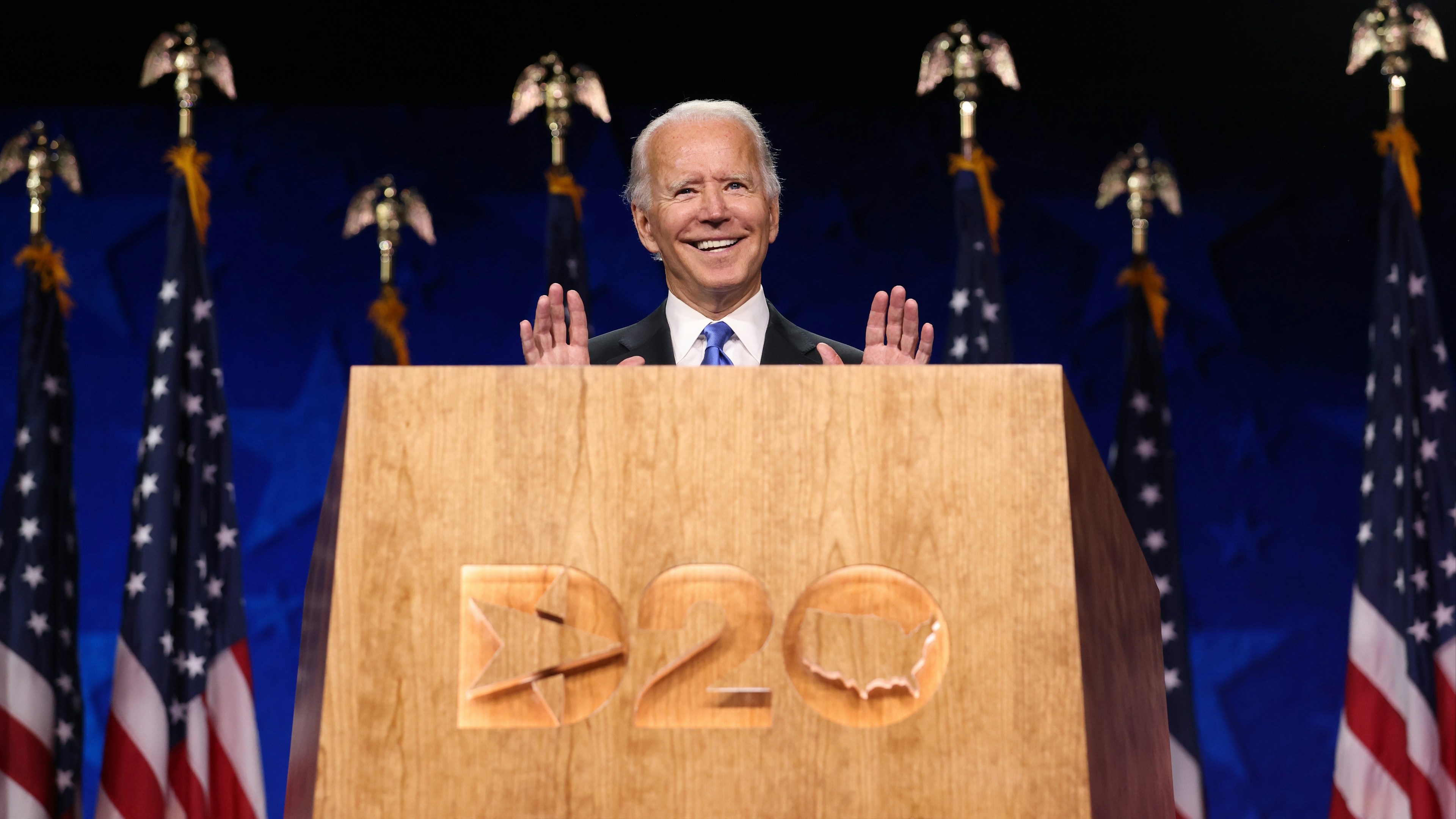 Democratic presidential nominee Joe Biden delivers his acceptance speech