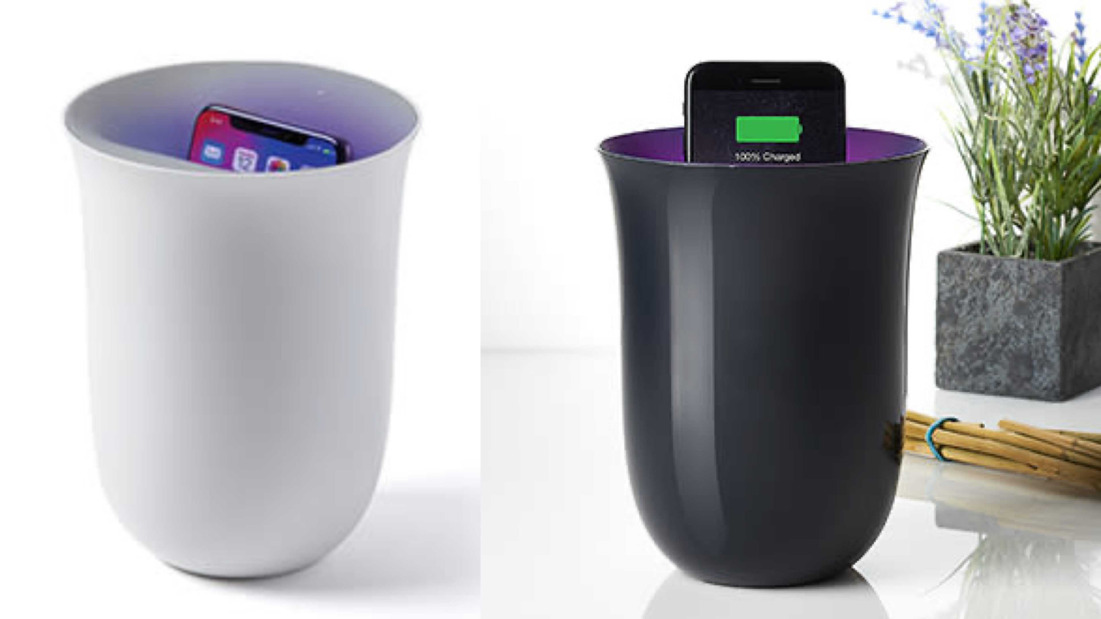 wireless charging cup that is also a uv sanitizer