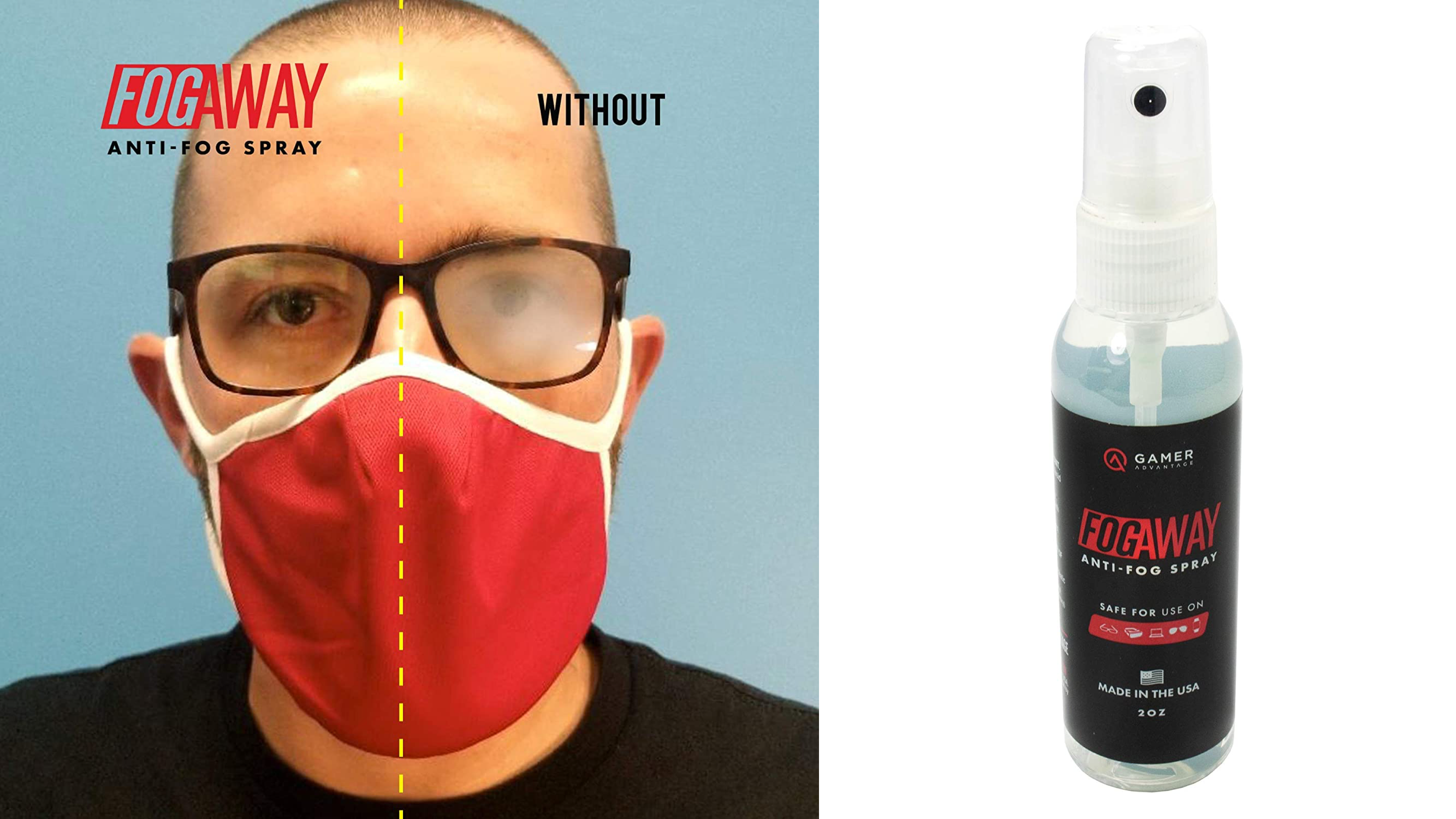 a spray to help glasses from fogging up when wearing face masks