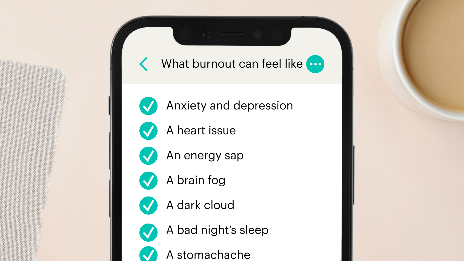 Checklist of what burnout can feel like