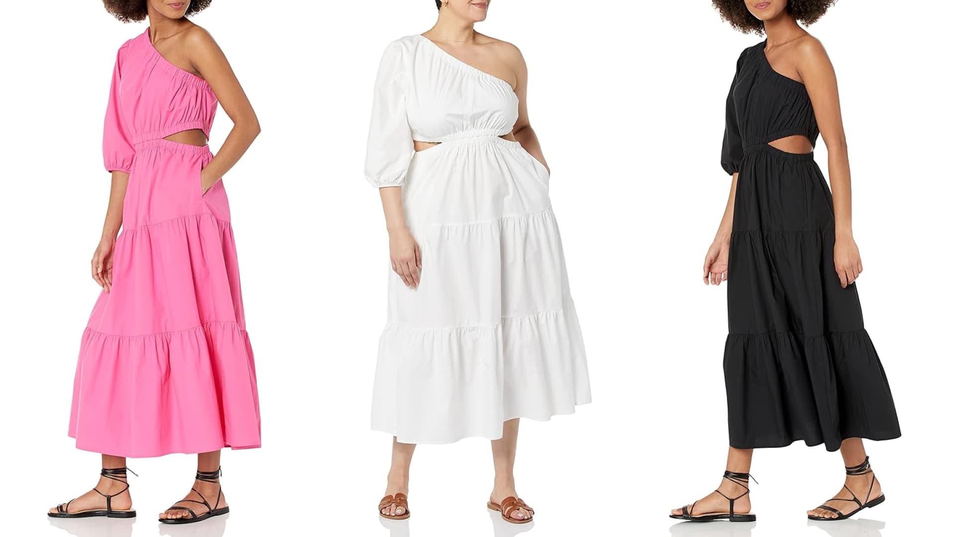 one shoulder midi dress