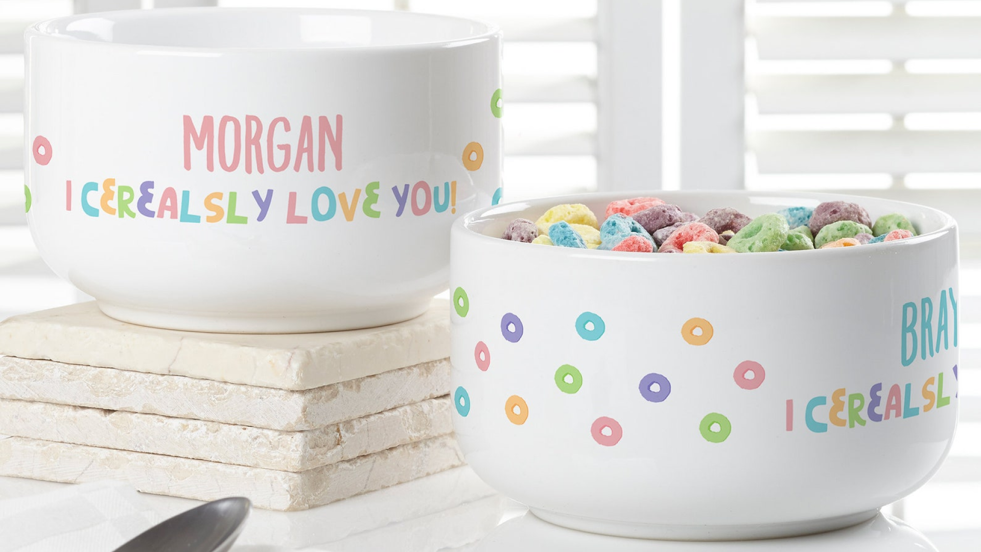 colorful personalized cereal bowls