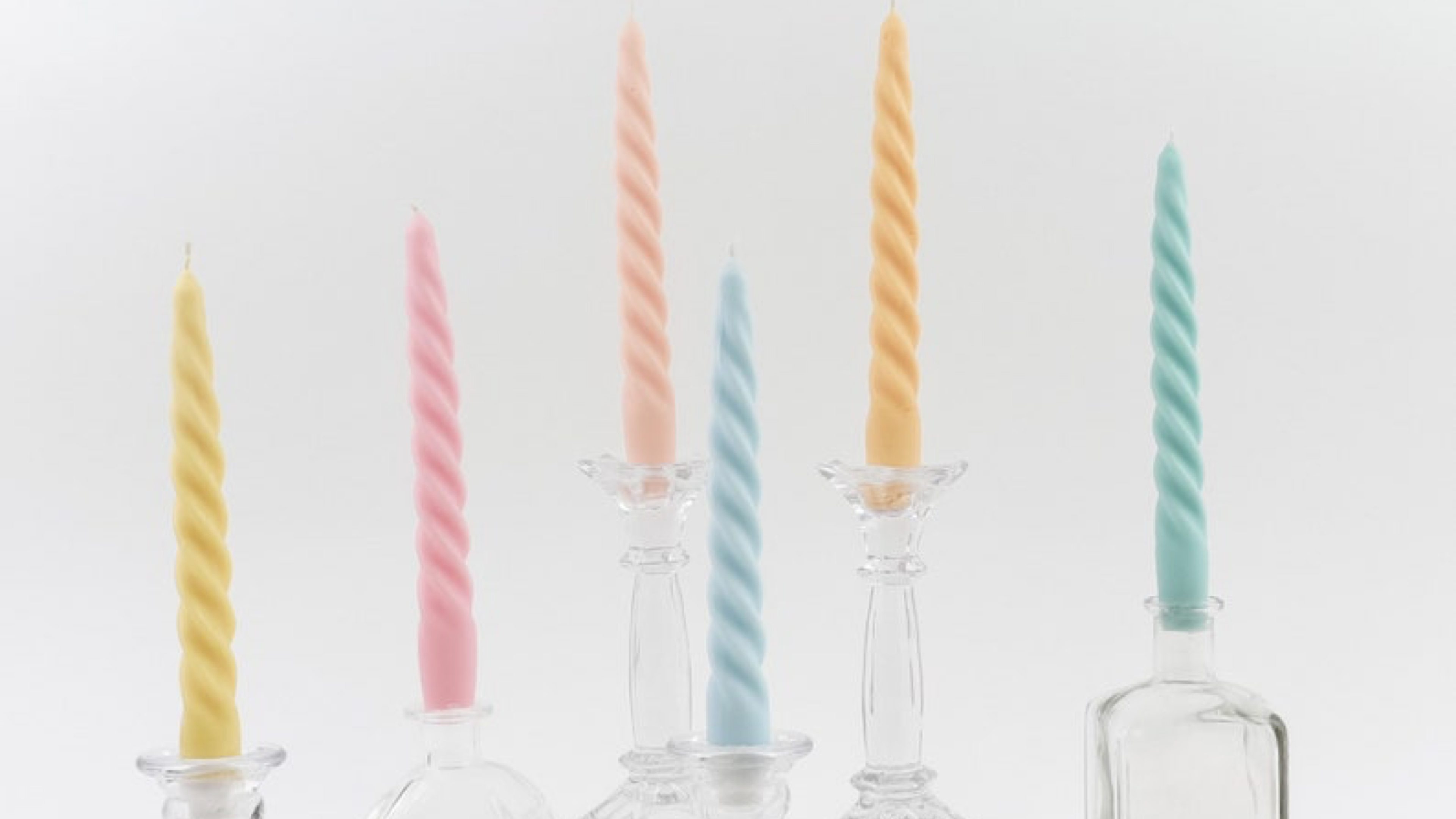 pastel spiraled tapered candles