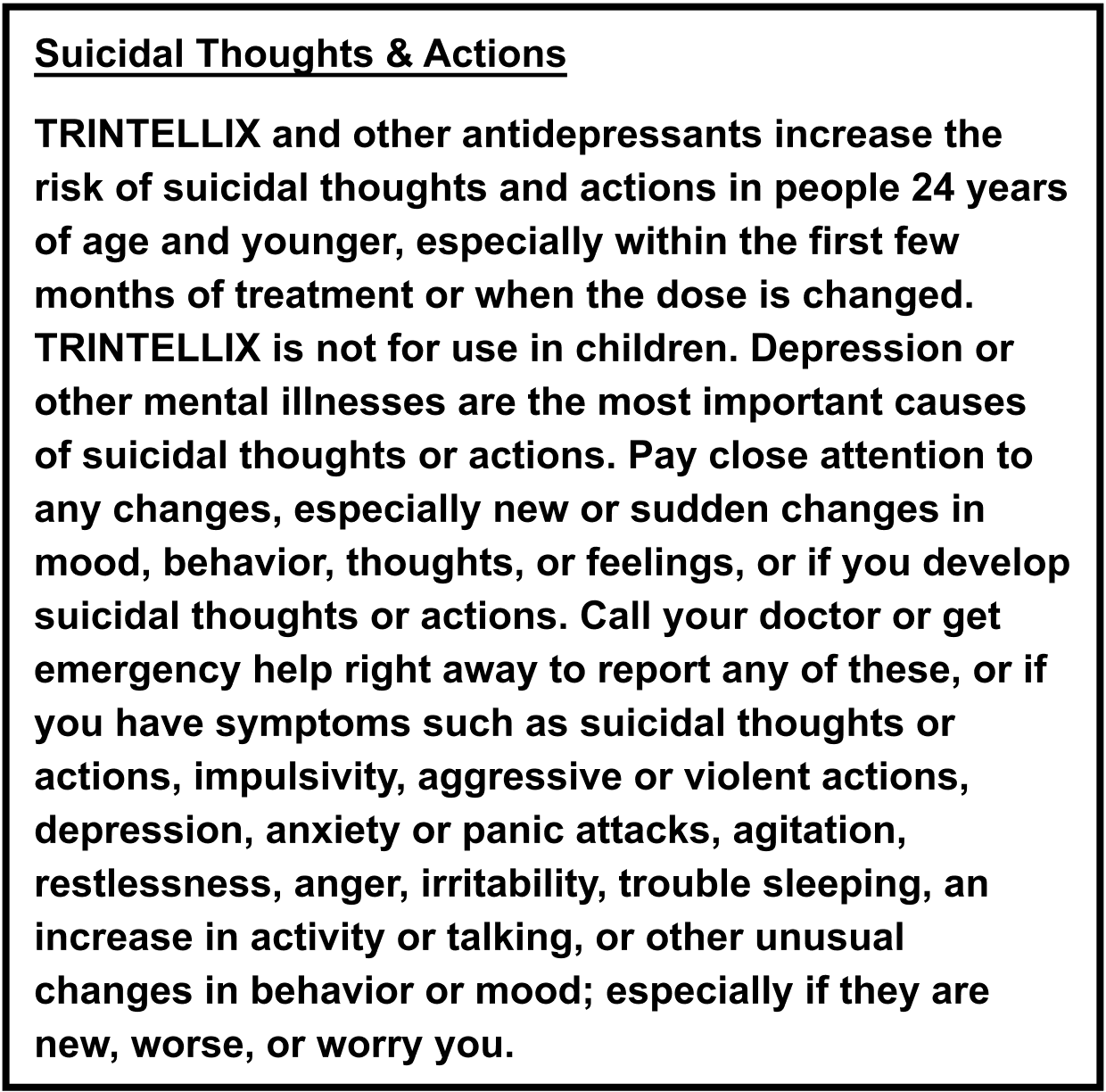Trintellix ISI Suicidal Thoughts & Actions