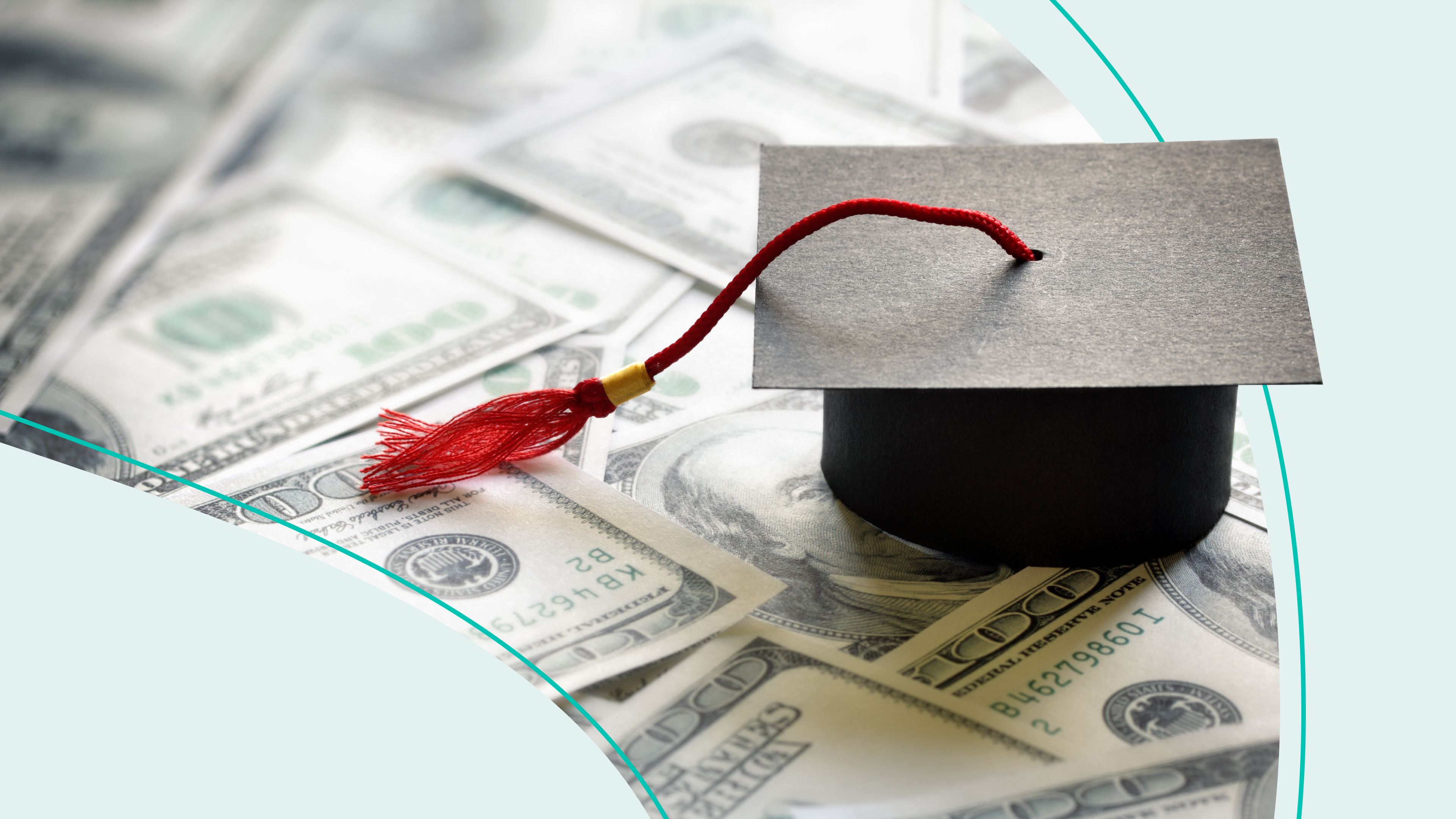 A photo of a graduation cap and money