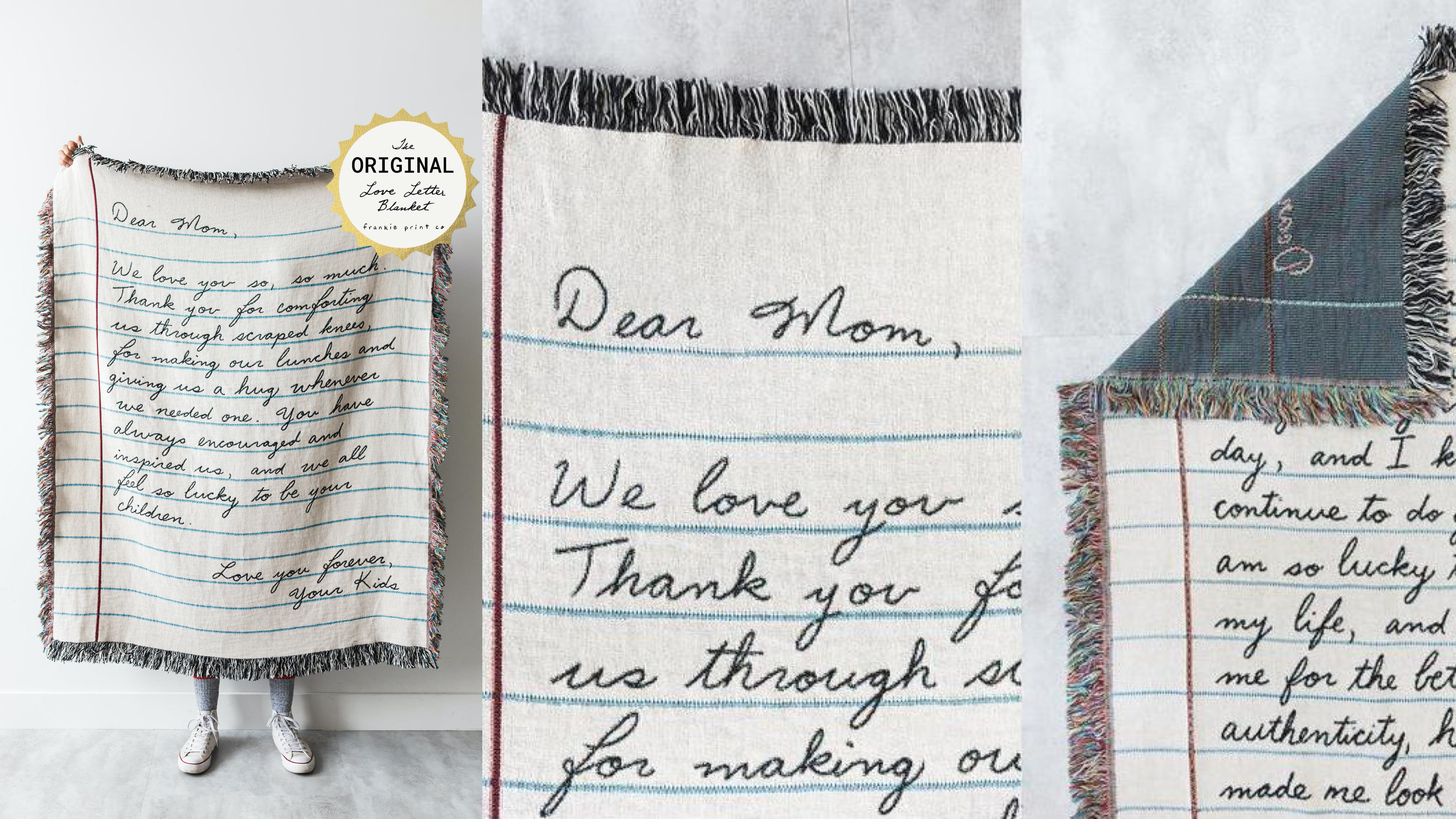 custom love letter blanket you can personalize to your own handwriting