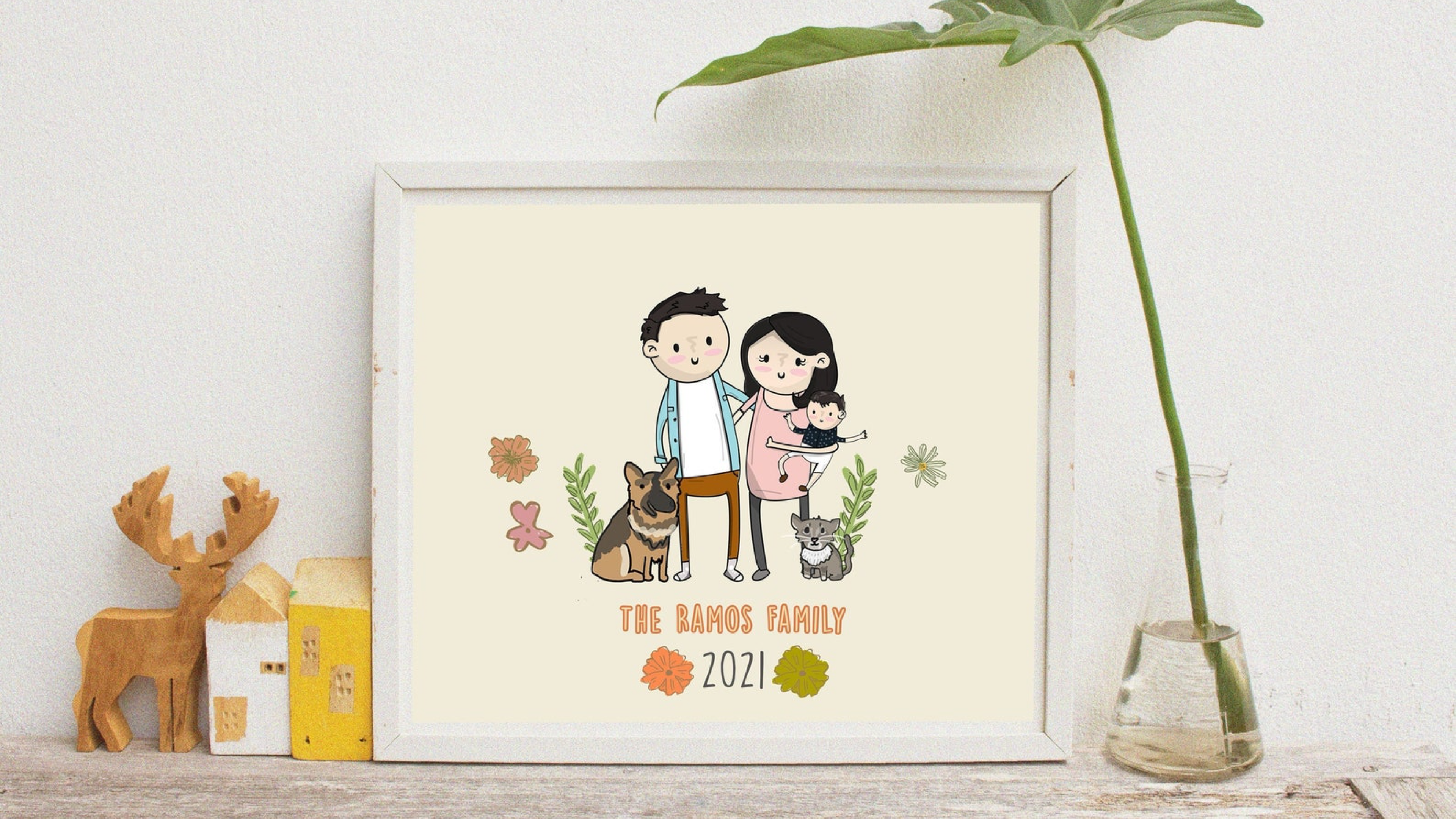 An adorable personalized family portrait