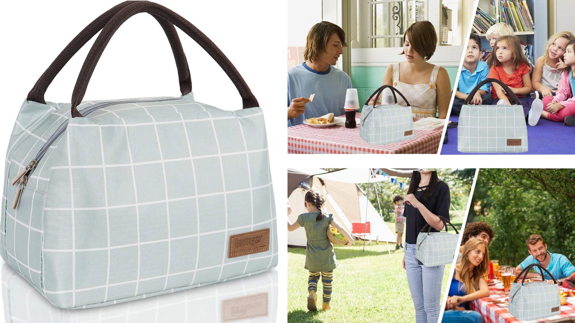 squared tote lunch bag