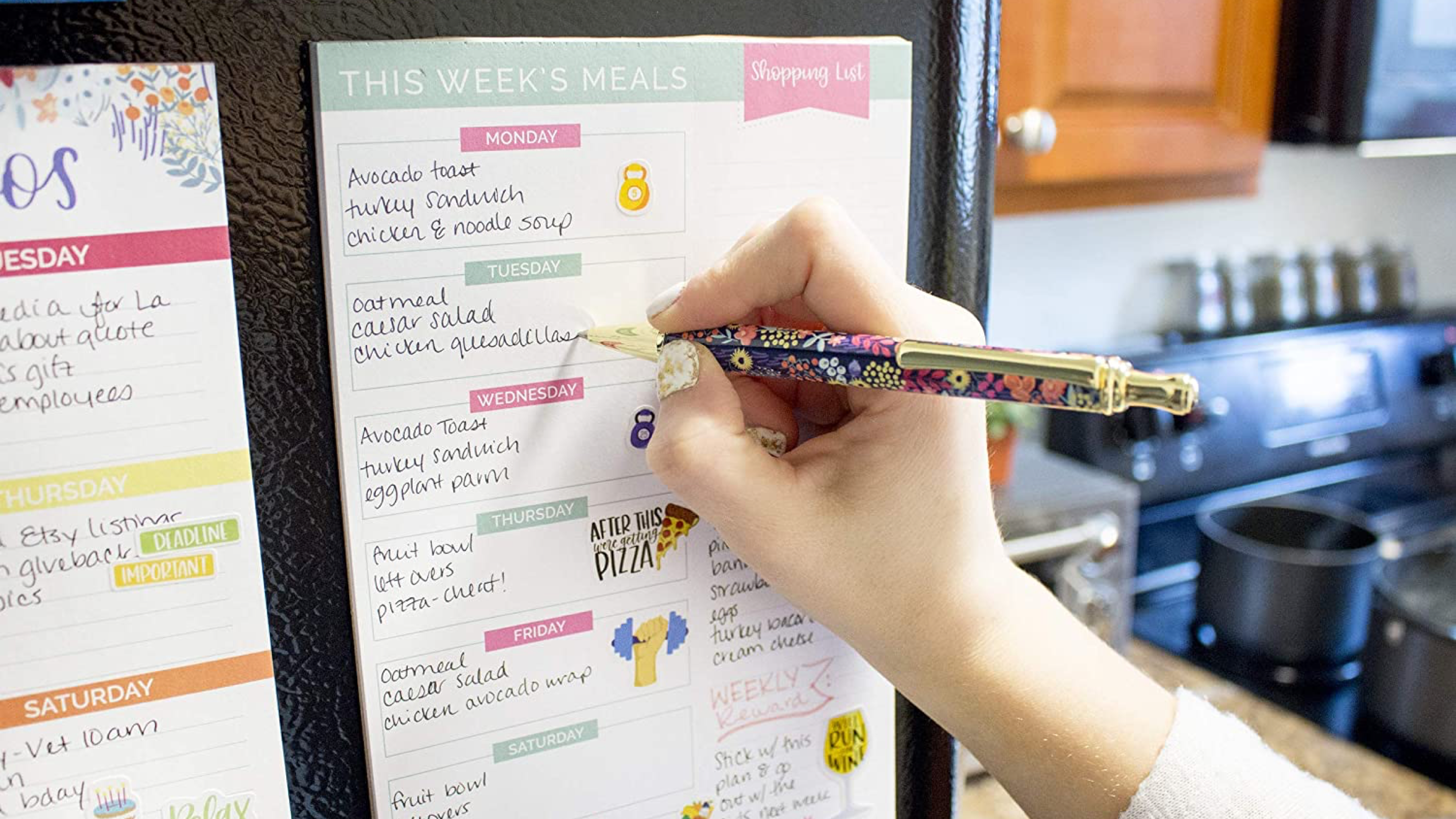 weekly meal planner pad with a magnetic back to hang on your fridge