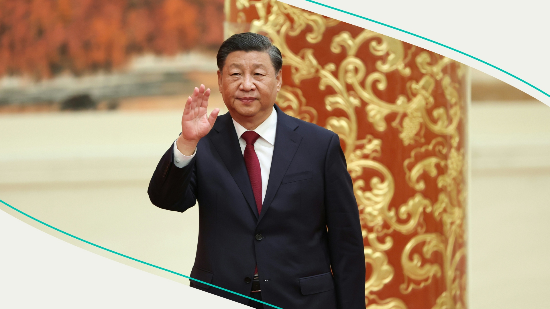 Chinese President Xi Jinping attends the meeting between members of the standing committee of the Political Bureau of the 20th CPC Central Committee and Chinese and foreign journalists at The Great Hall of People on October 23, 2022 in Beijing, China.