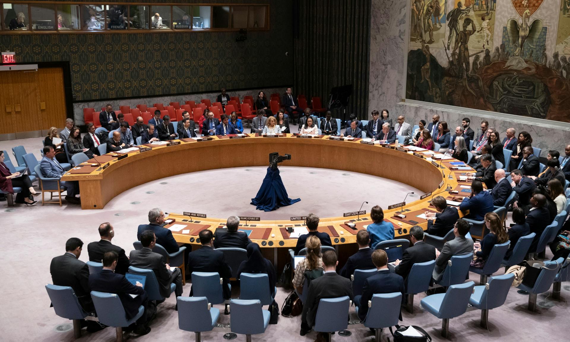  United Nations Security Council gathered during meeting following Iran's recent attack on Israel