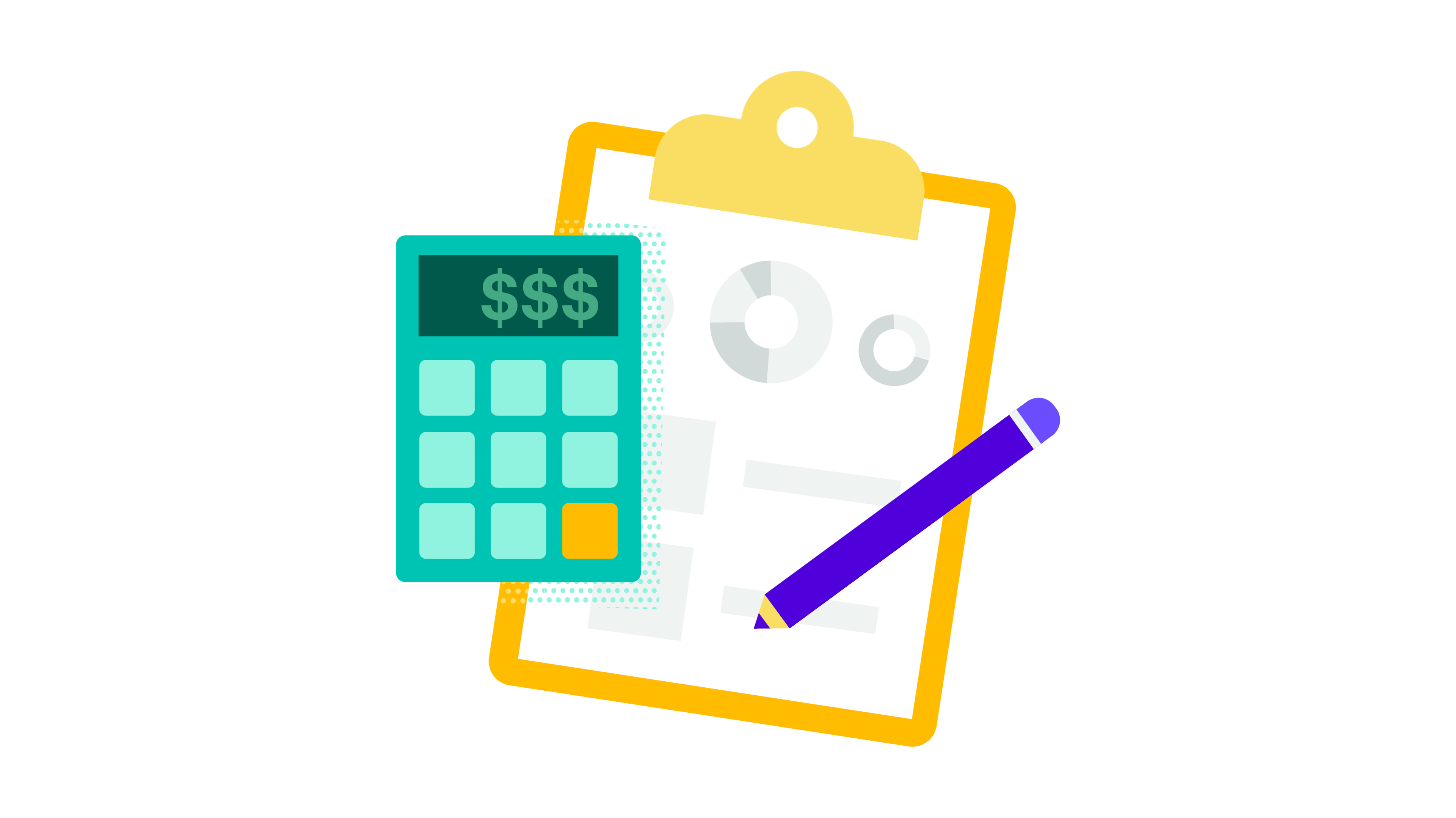 calculator and budgeting chart