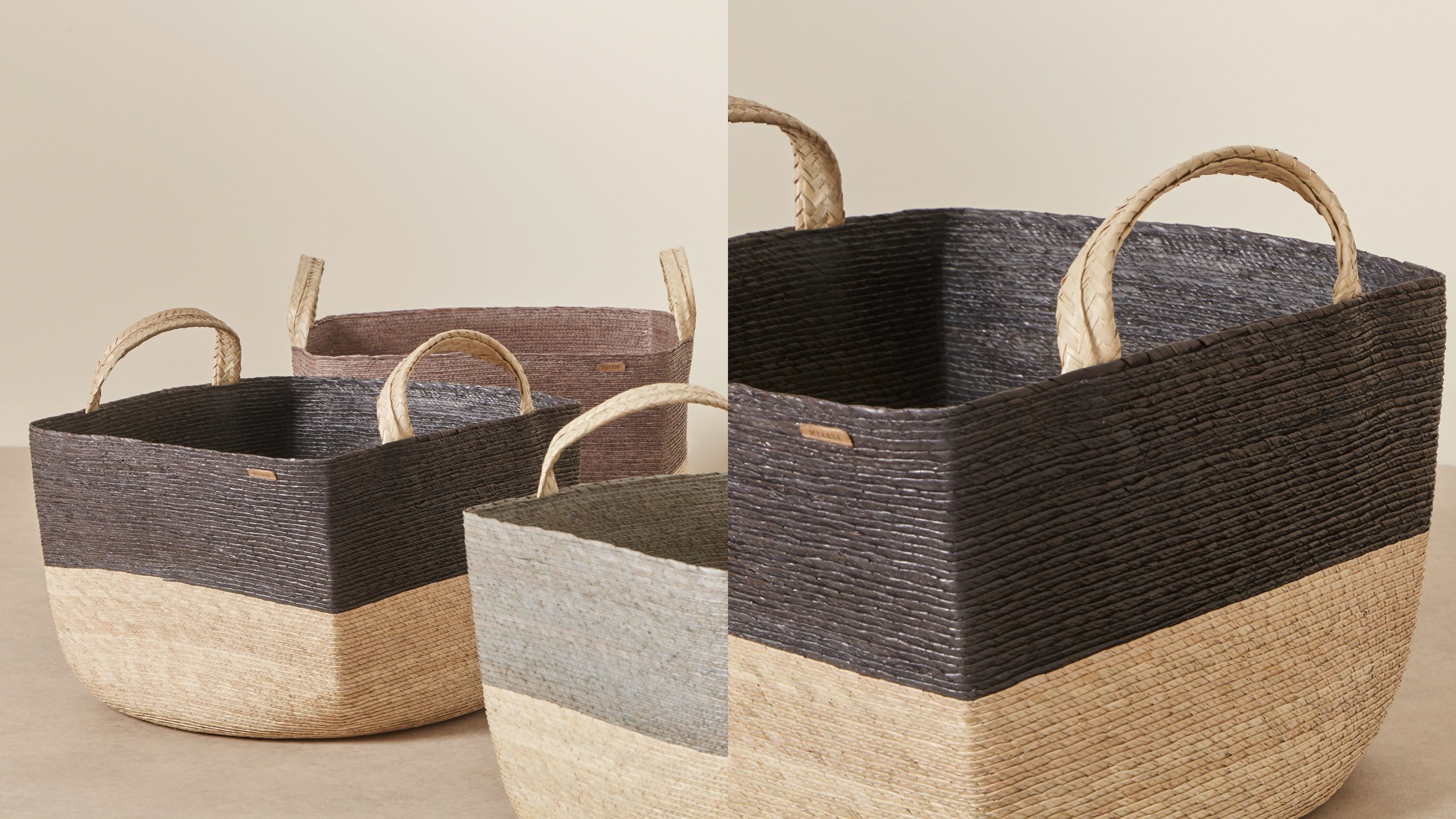 hand-woven fiber baskets for extra storage space