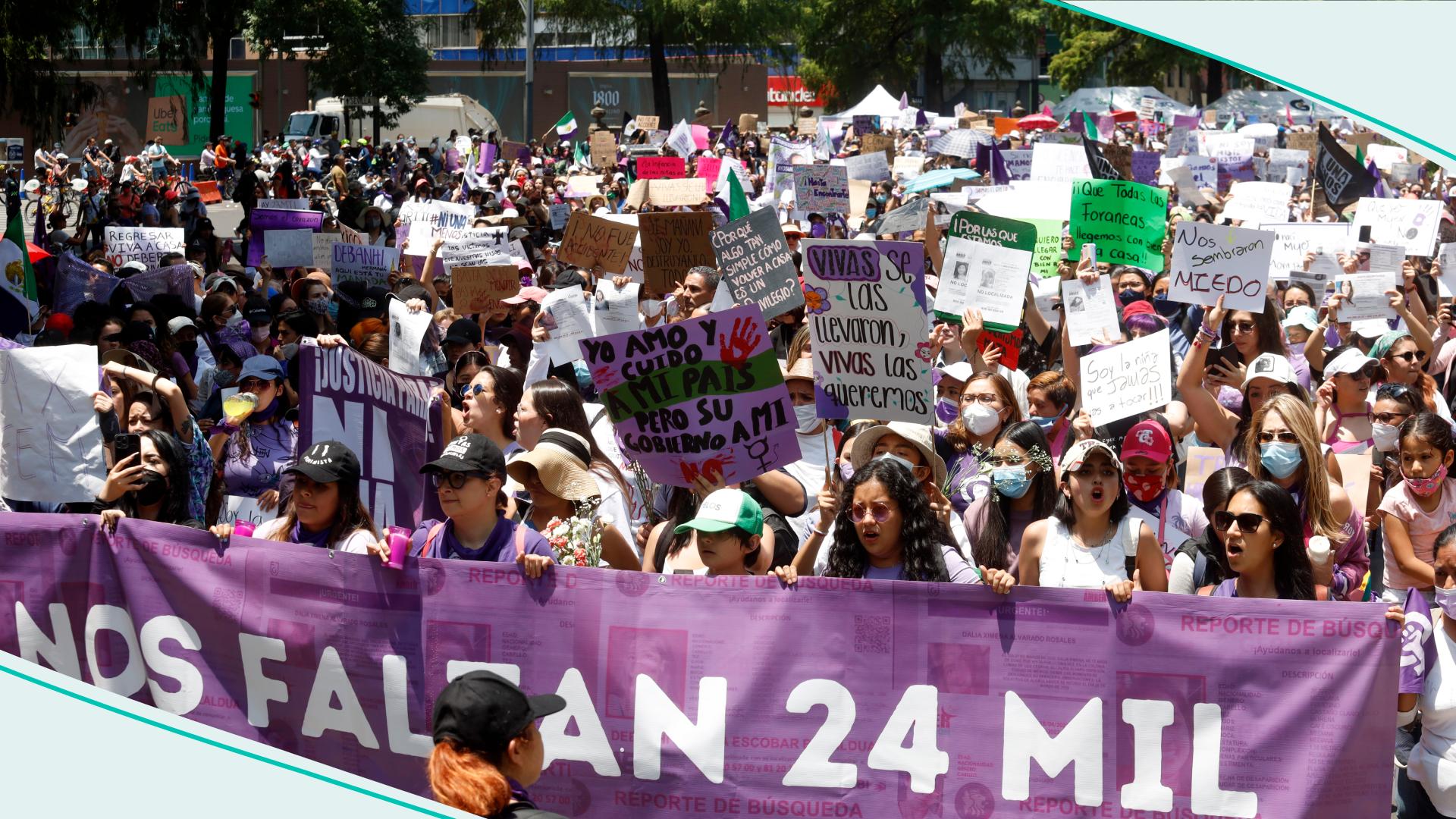 A protest in Mexico City against gender violence after Debanhi Escobar's death