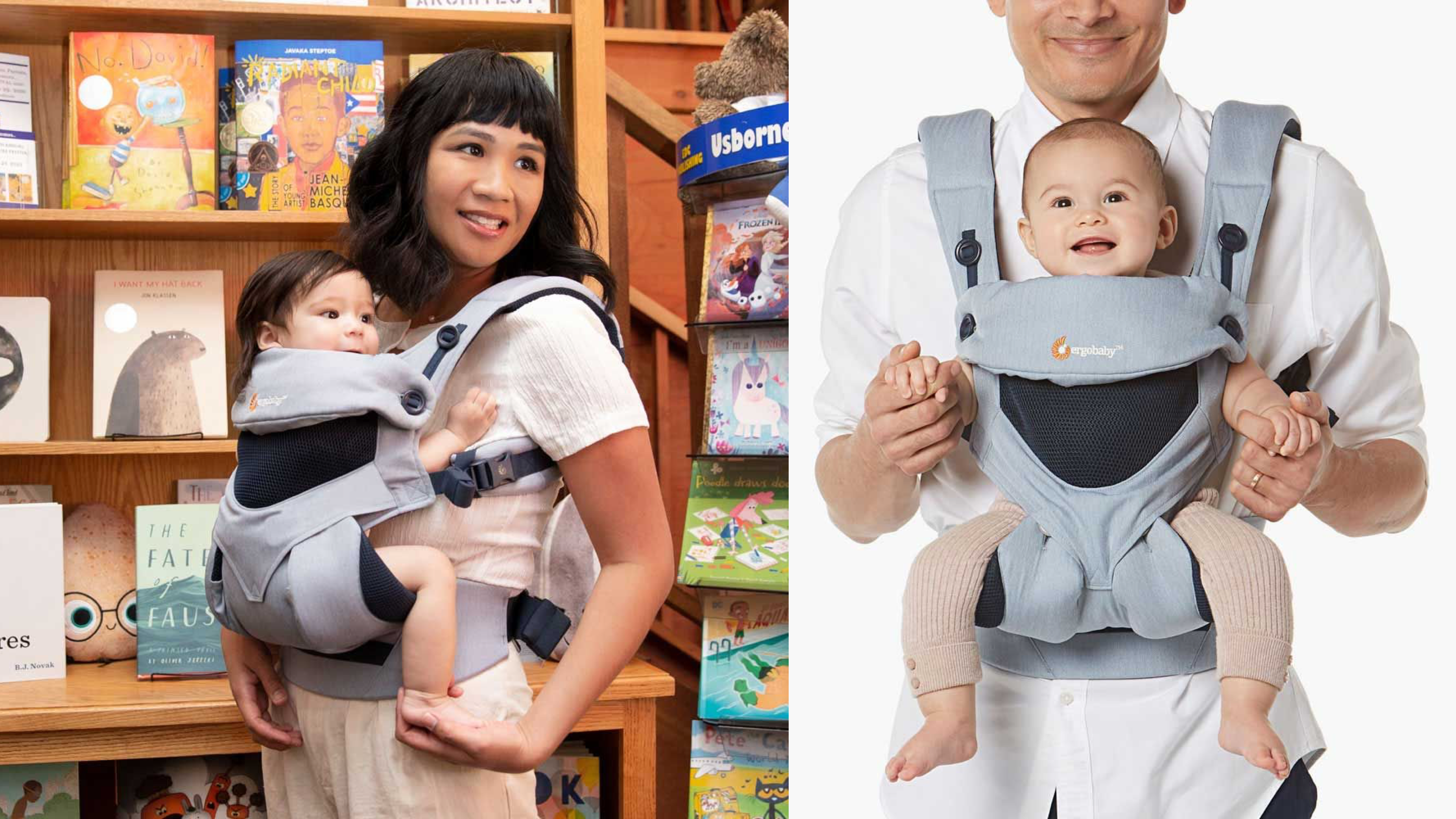 mesh baby carrier that can hold your baby in four different positions